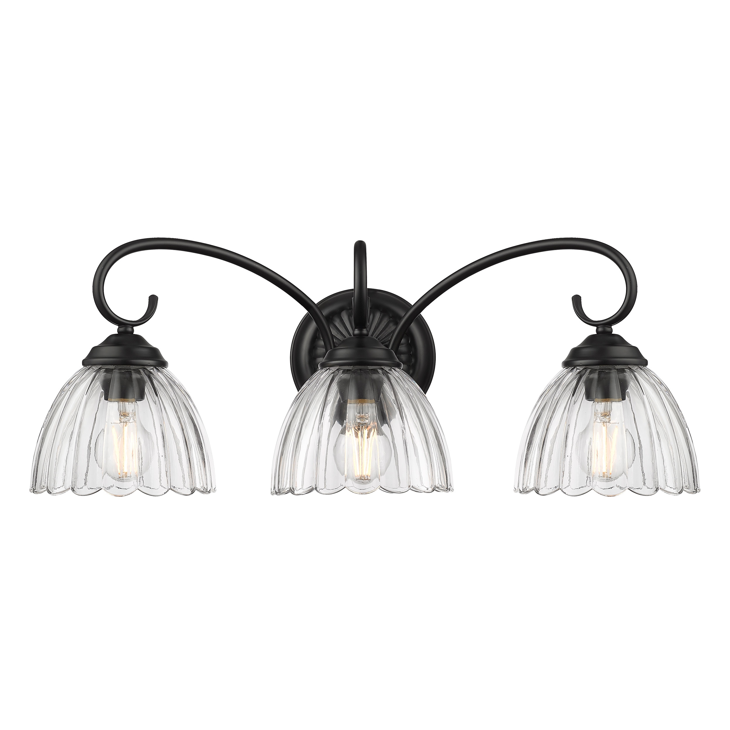 Golden Lighting 6952-BA3 BLK-CLR Audra 9.5-in 3 -Light Matte Black Transitional Vanity light