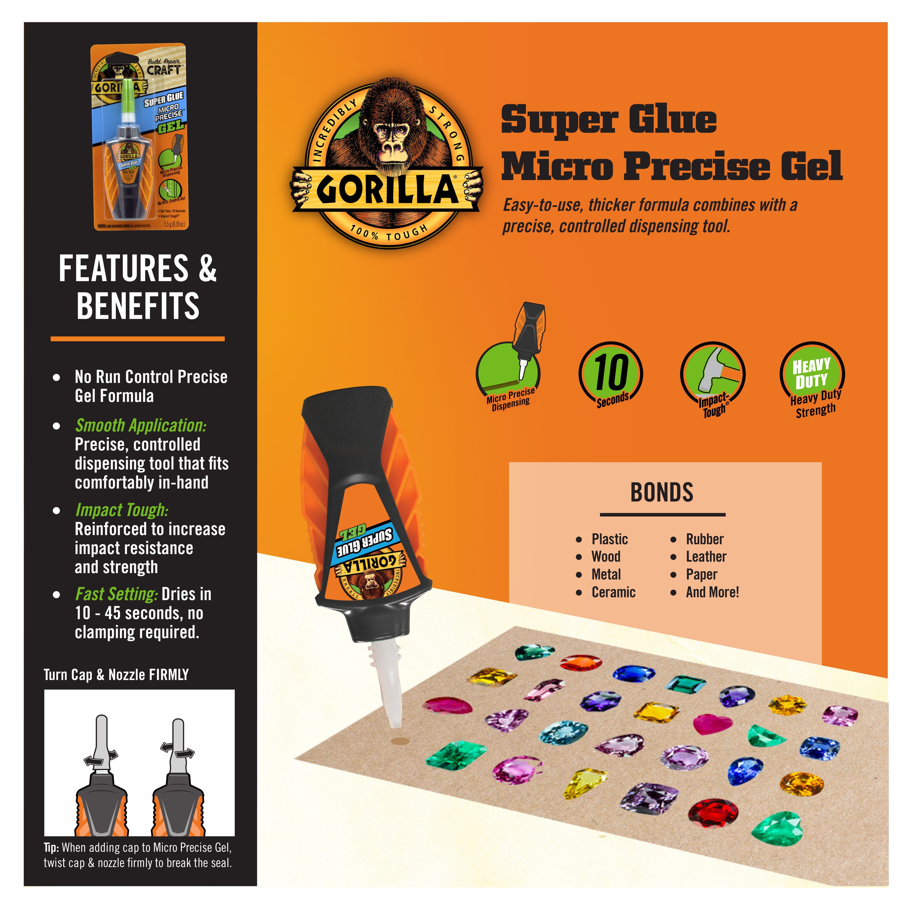 Gorilla Micro Precise 5-gram Gel Super Glue in the Super Glue department at