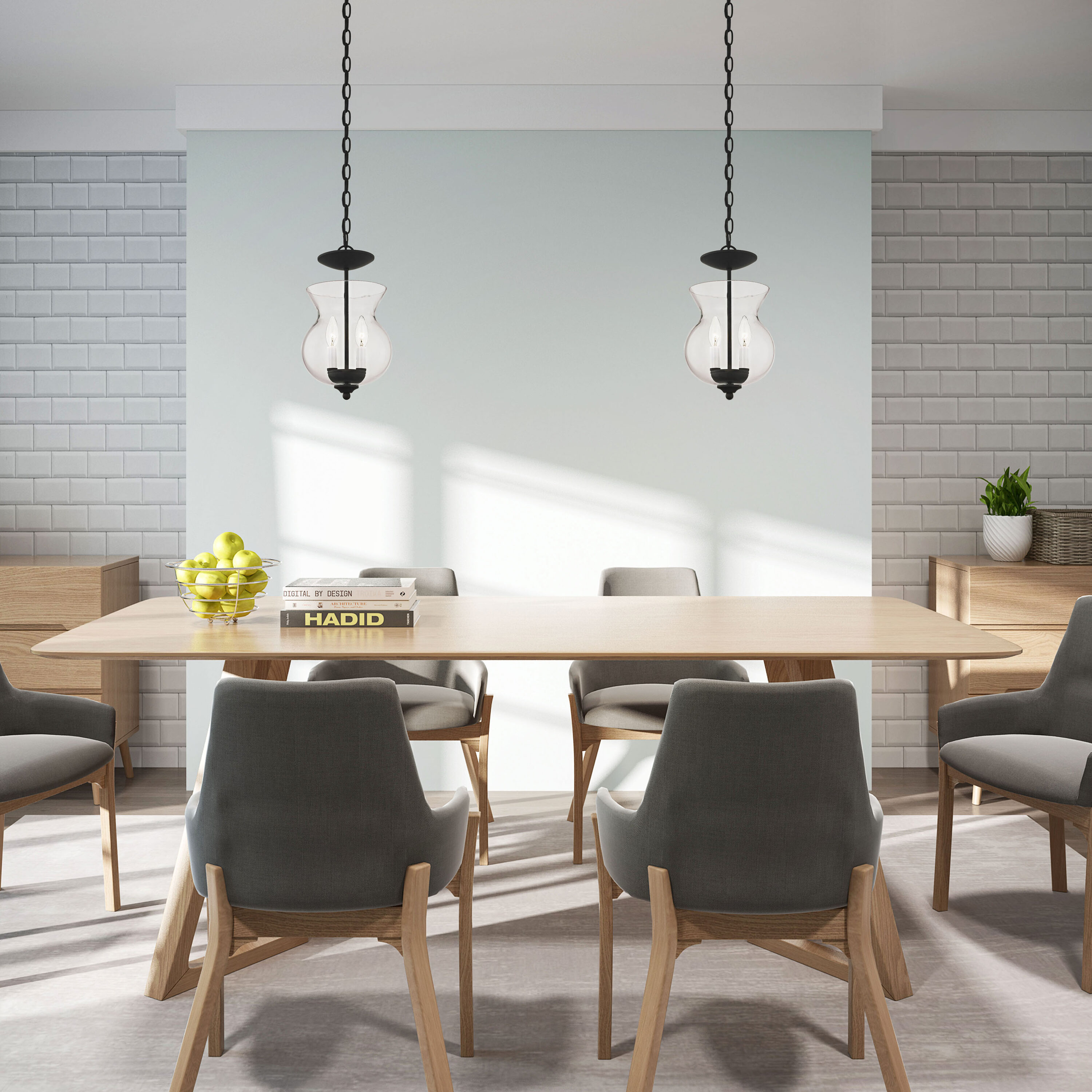 Heritage Black Mini Pendant with Clear Glass Shade
