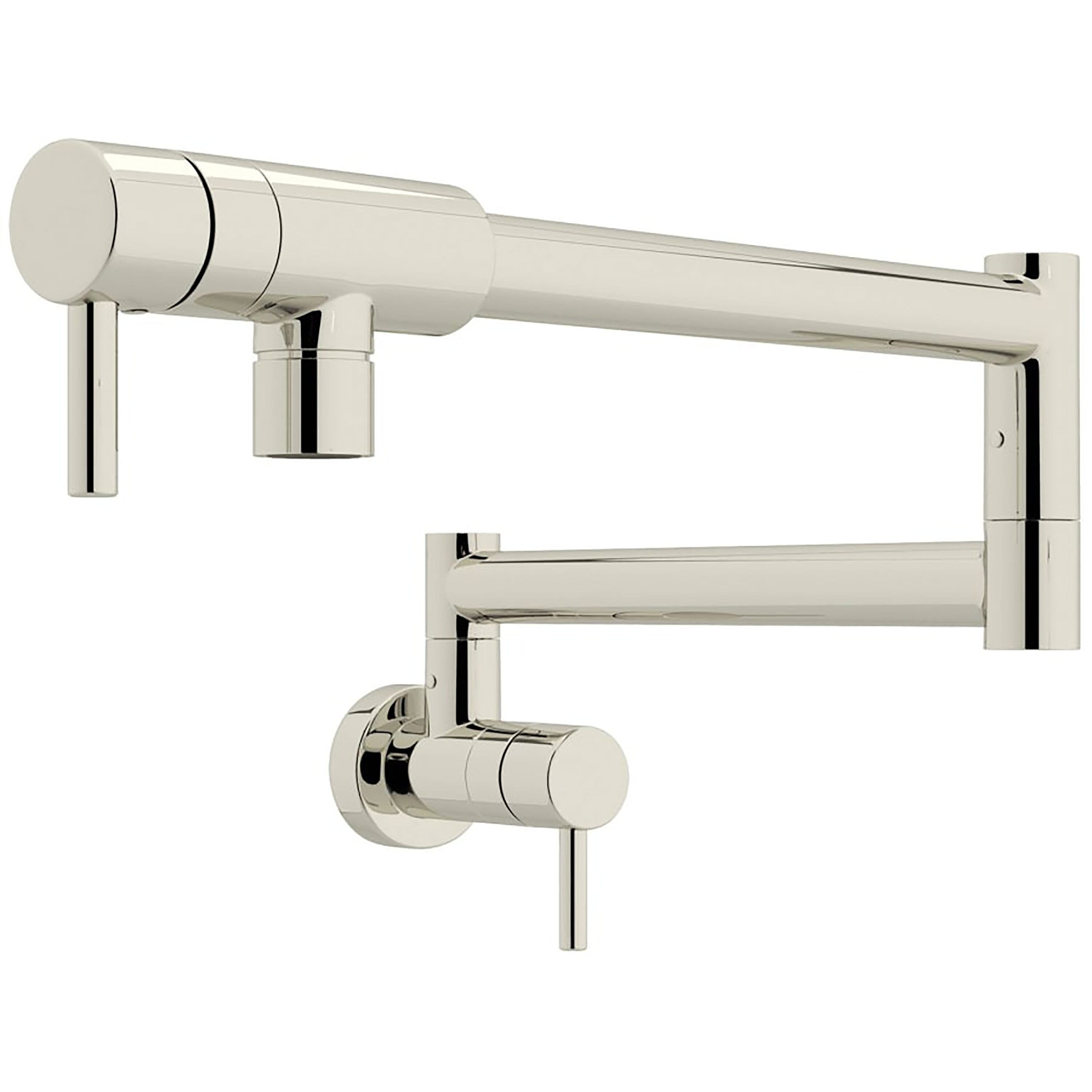 Rohl QL66L-PN-2 Polished Nickel Double Handle Wall-mount Pot Filler Kitchen Faucet