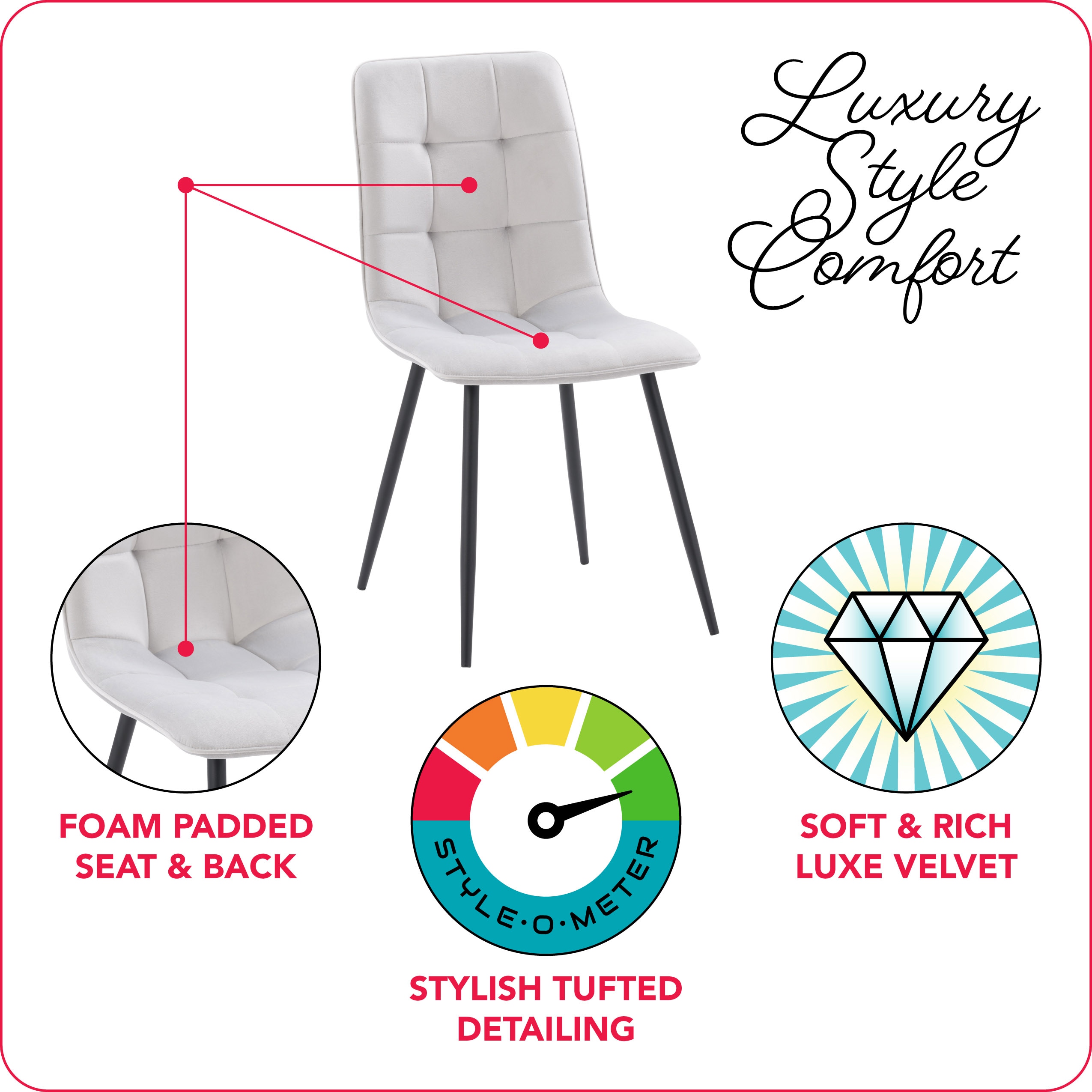 Nash Luxe Velvet Upholstered Side Chair with Black Metal Legs