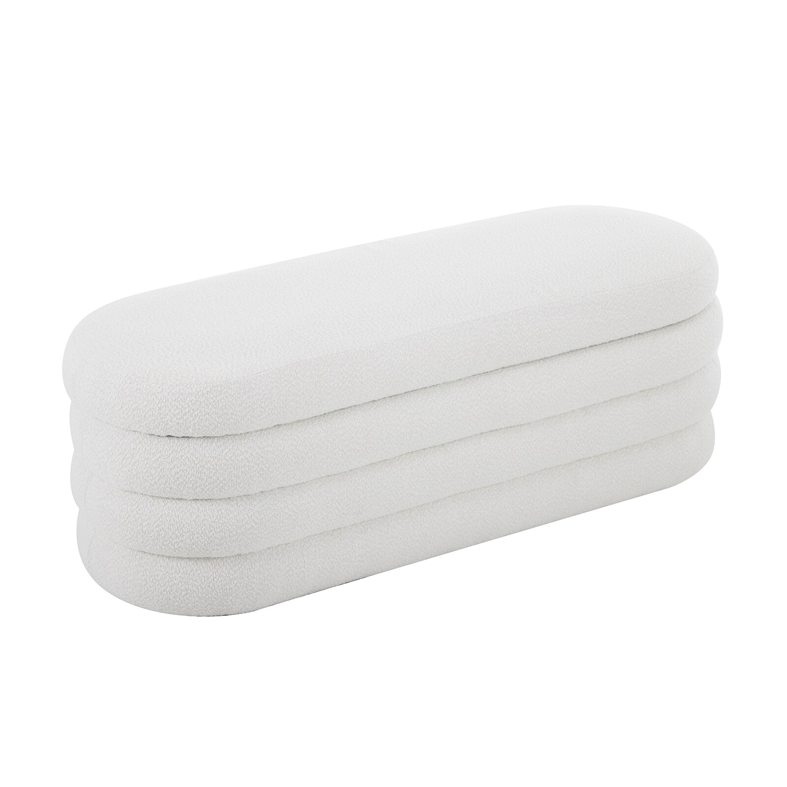 BWE A-9STOOL-04-WH Modern White Wool Round Storage Ottoman