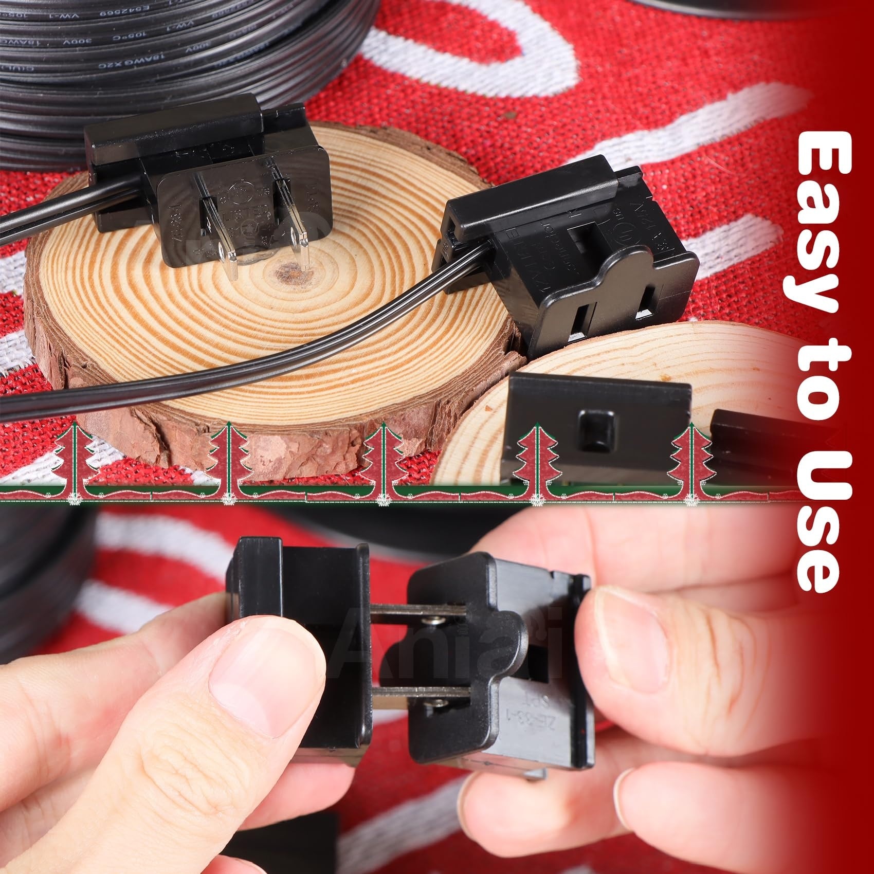 Aoibox  18 2 SPT 2 Low Voltage Electrical Wire 50 Ft with 3 Vampire Plugs for Outdoor Lighting