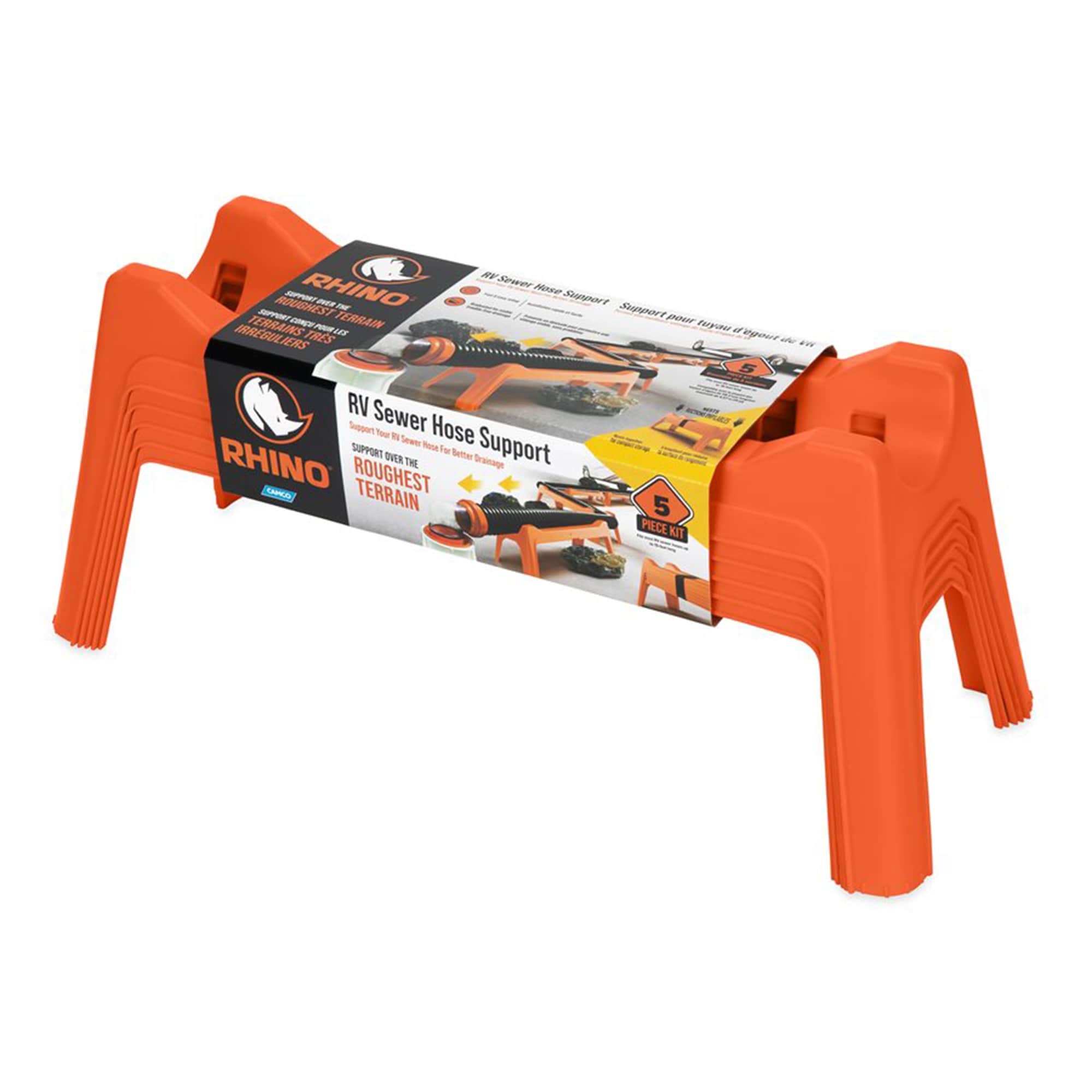 CAMCO 43072 Rhino Nesting RV Sewer Hose Support Kit for Stable Drainage  (Set of 5)