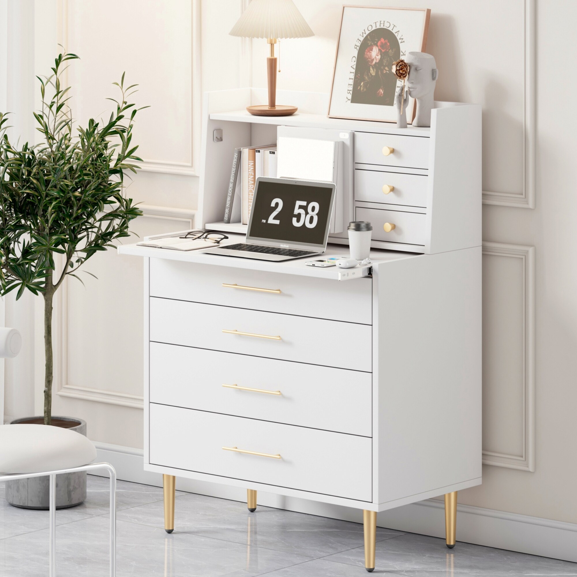 White cheap dresser desk