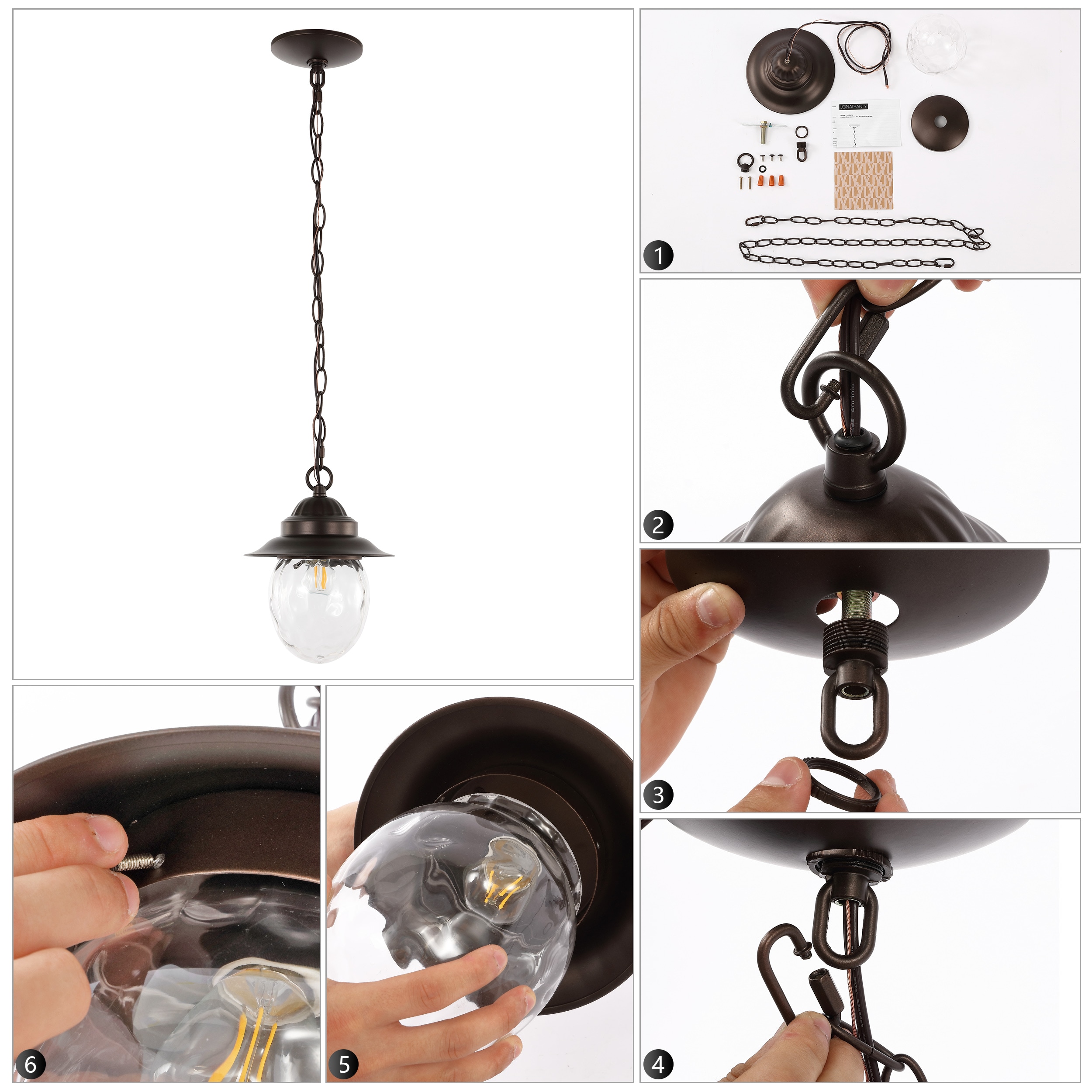 Manteo 8.25" Oil-Rubbed Bronze Glass LED Pendant Light