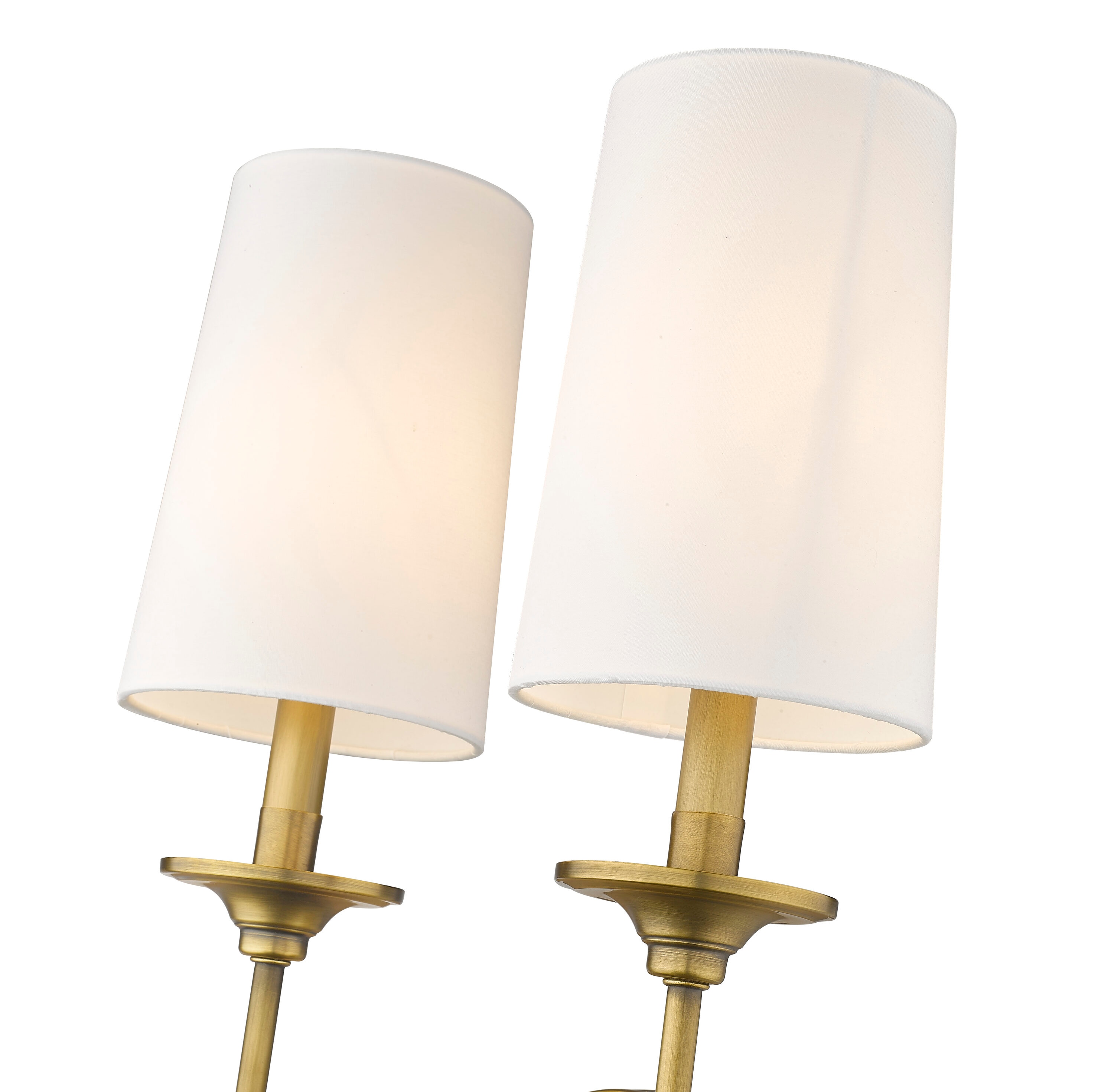 Emily 24" Rubbed Brass and White Fabric 2-Light Wall Sconce