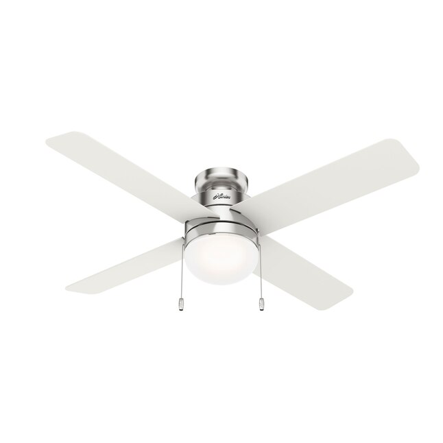 Hunter Timpani 52 In Brushed Nickel Led Indoor Flush Mount Ceiling Fan With Light 4 Blade The Fans Department At Com - Hunter 52 Ceiling Fan With 4 Lights