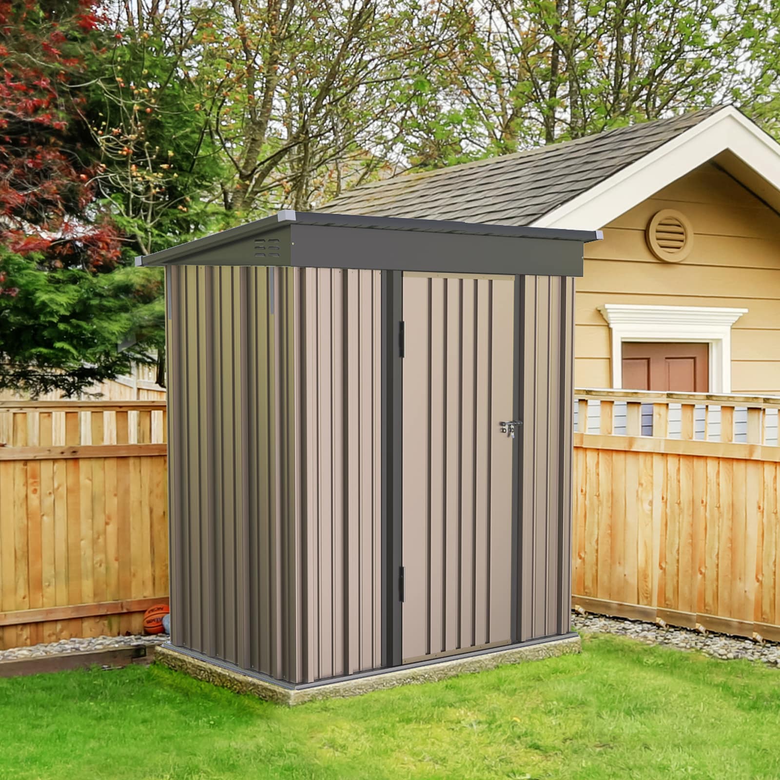 UDPATIO 5-ft x 3-ft Metal Shed Galvanized Steel Storage Shed in the ...