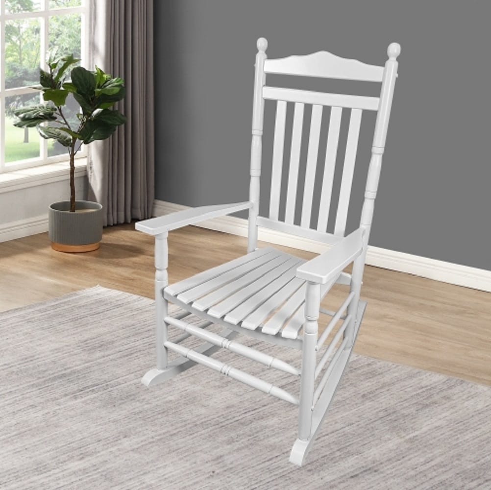 ZAKLOOP WU2297P143351 ROCKING CHAIR White Balcony Chair with White Slat Seat