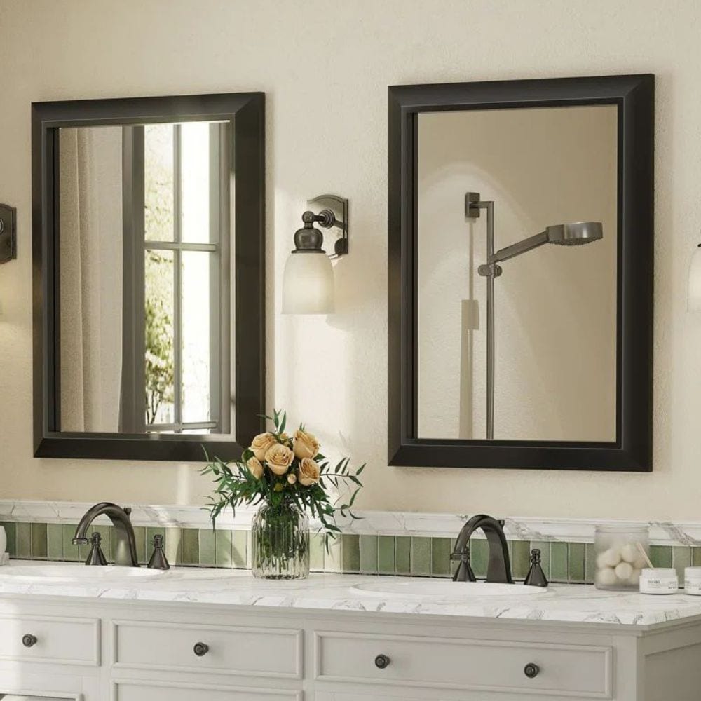 Blisstyle Set of 2 Tempered Glass Framed Rectangle Bathroom Vanity Mirrors