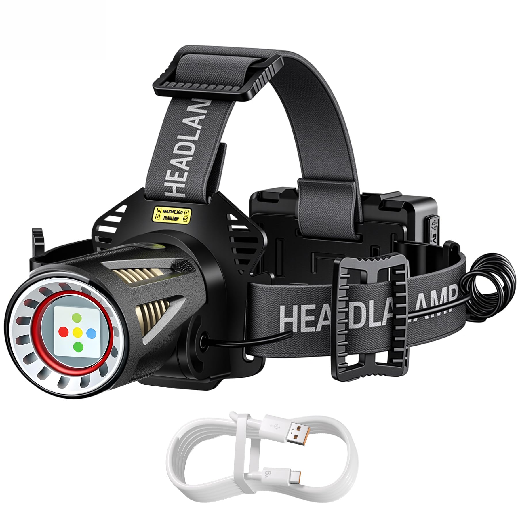 SenQWFa Long Range renewable power Headlamp with Five Color Light Modes Zoomable for Outdoor Hunting Search and Emergency Use #LDC0821C446