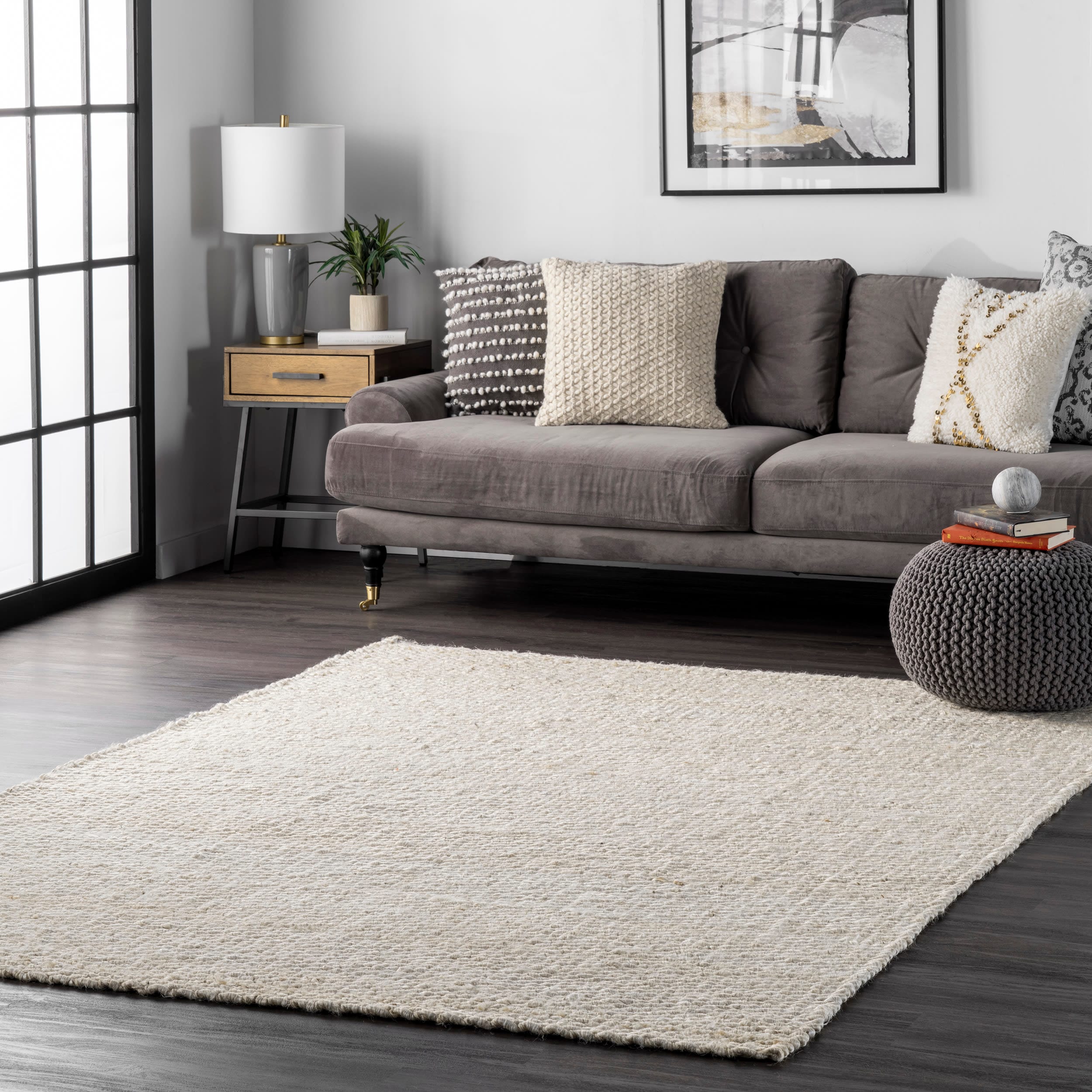 nuLOOM ON01B-305 Hailey 3 x 5 (ft) Jute Off White Rectangular Indoor Solid Area rug