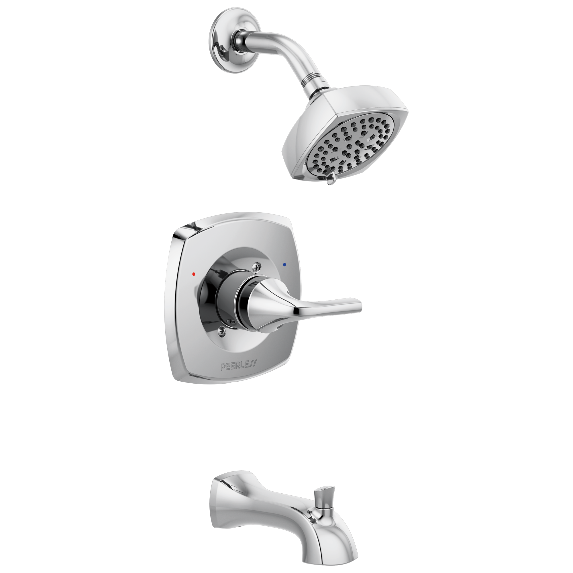Peerless PTT14435 Parkwood Chrome 1-handle Multi-function 4-Inches Round Bathtub and shower Faucet