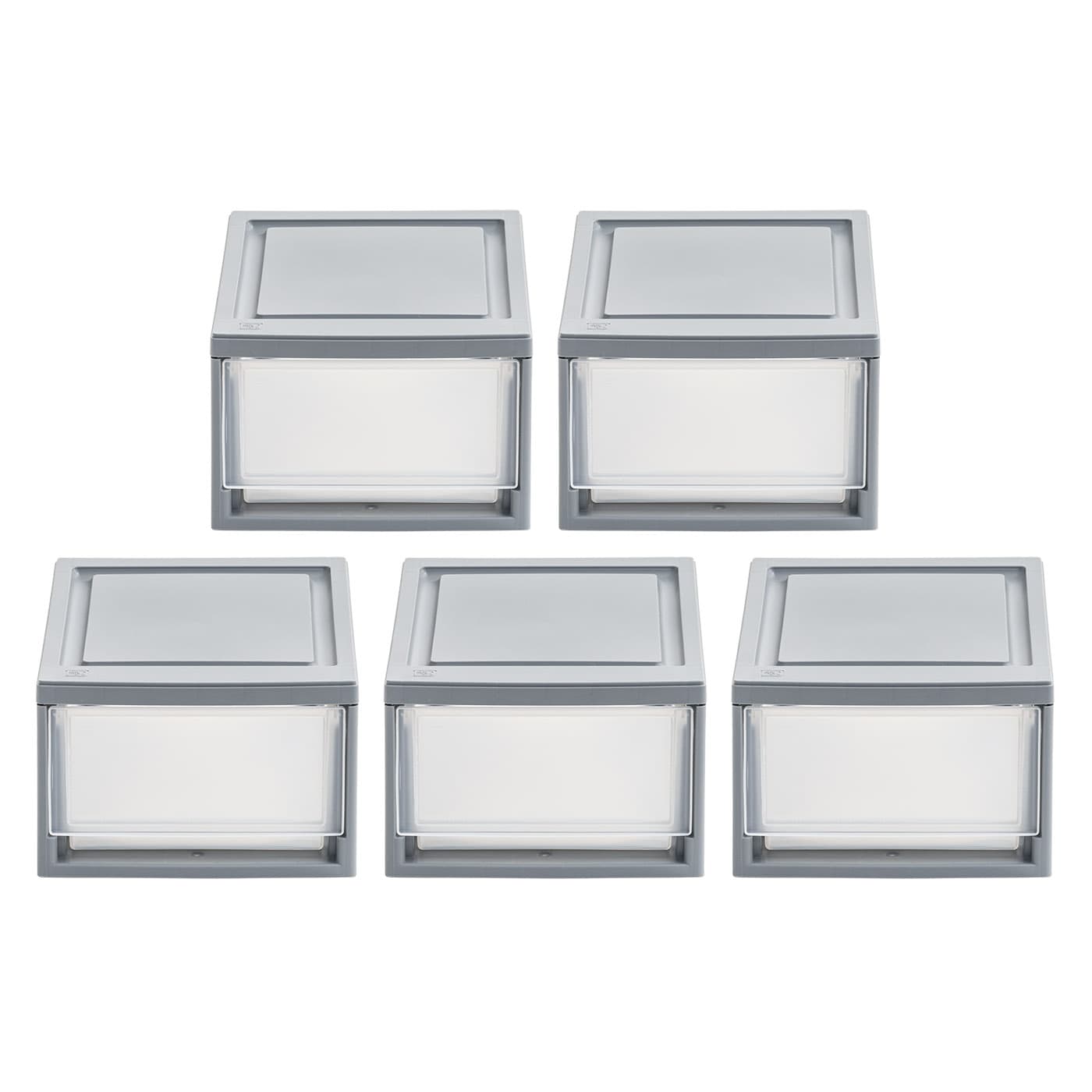 Iris 13 X Gray Stackable Storage Drawers 5pk