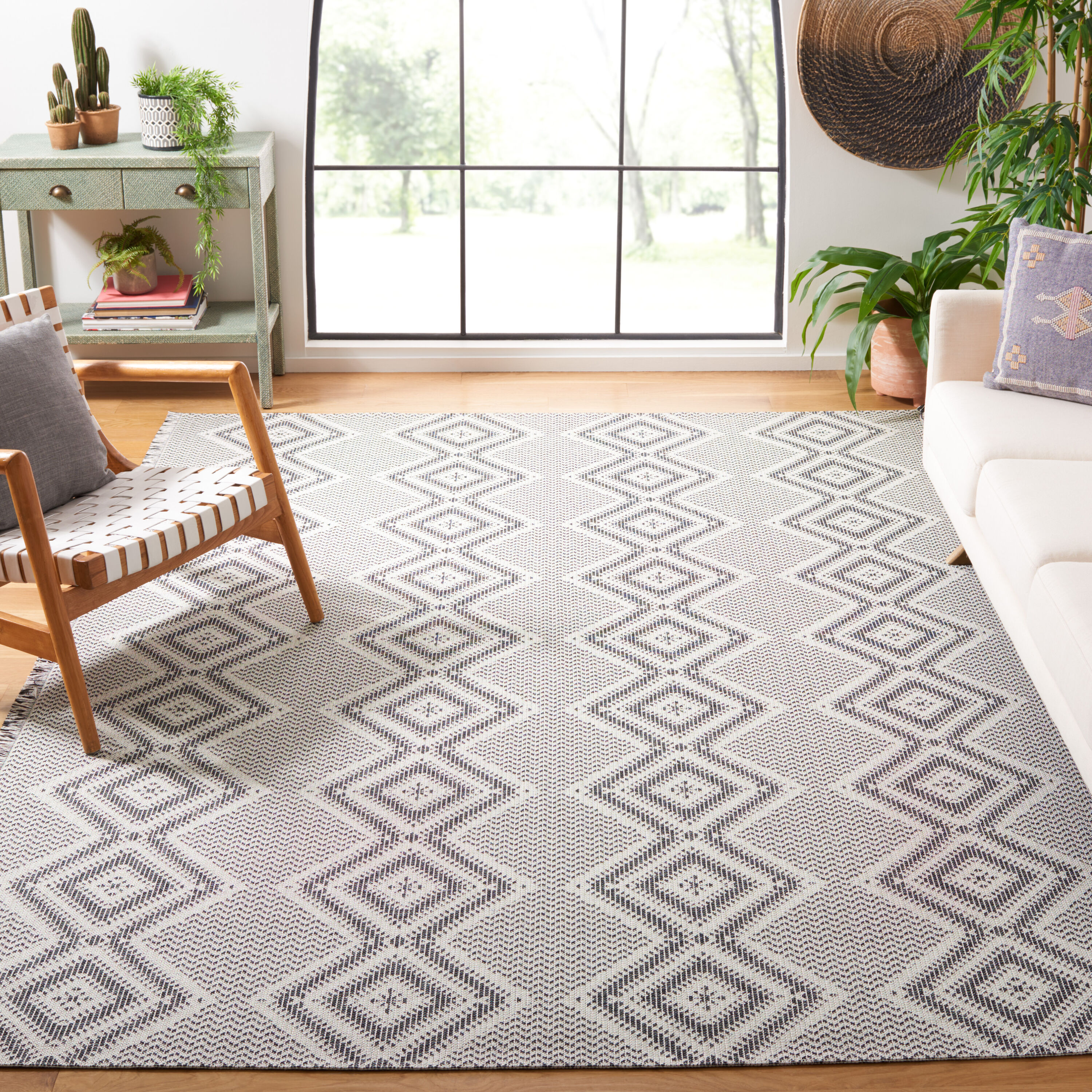 Augustine Agt507Z Ivory Black 9ft x 12ft Large Rectangle Rug