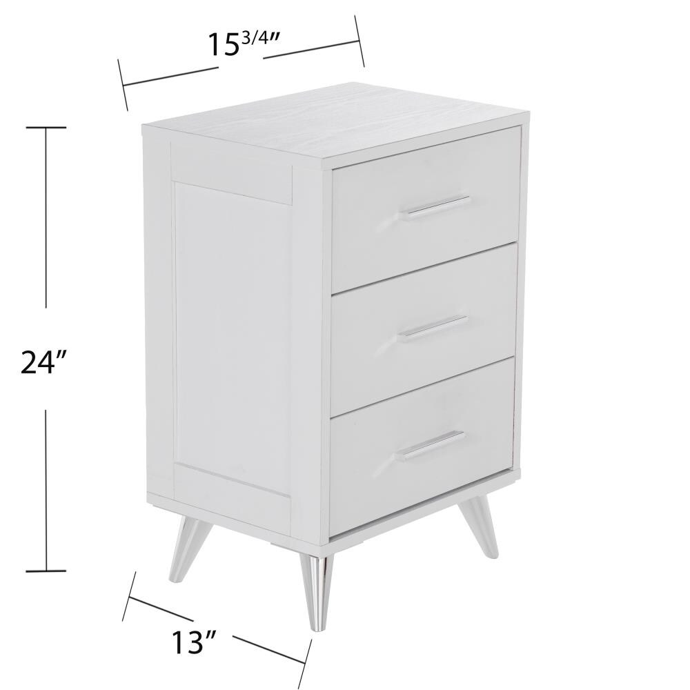 Boston Loft Furnishings Bix Collection White Wood Nightstand with 3 ...