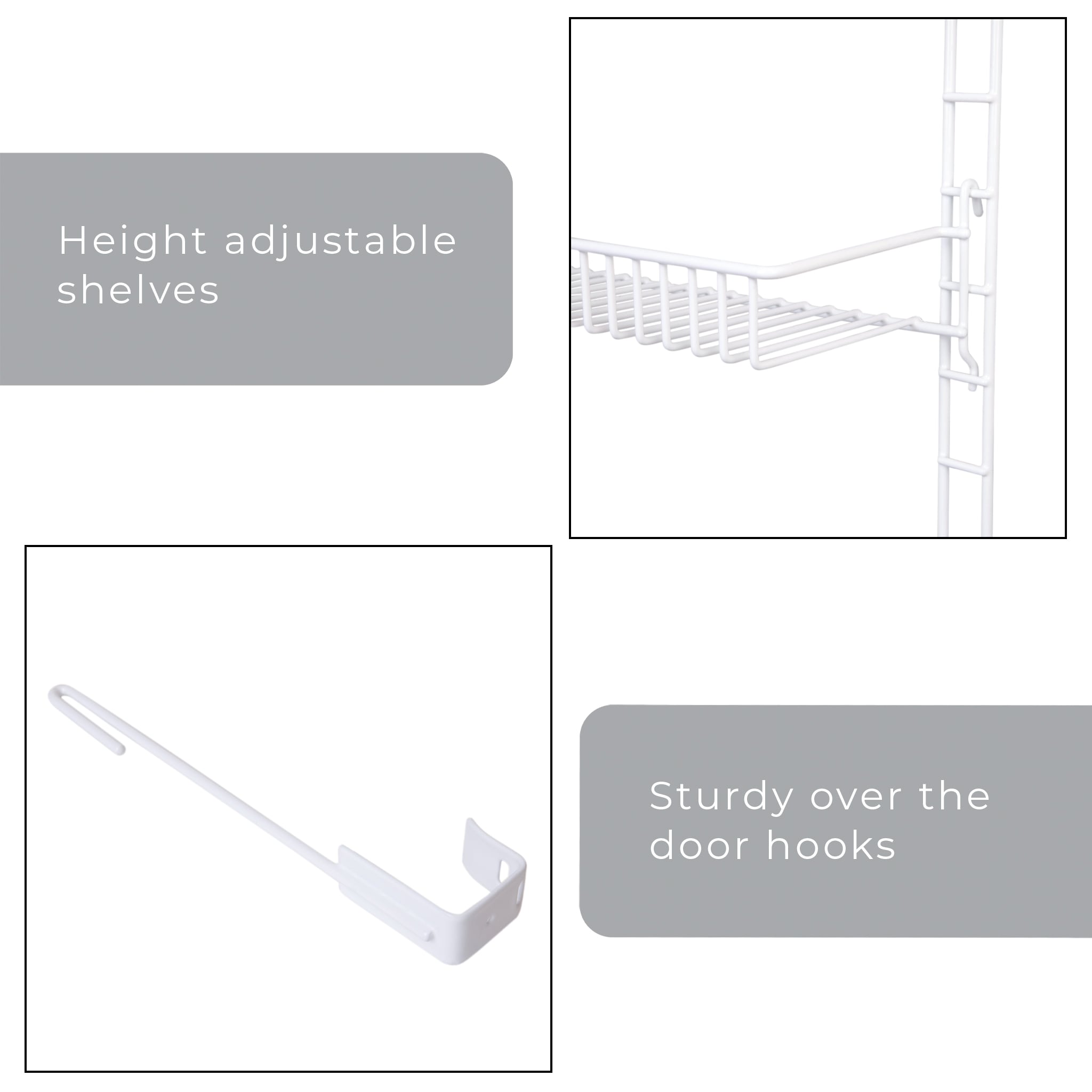 Smart Design Adjustable 3-Tier Can Organizer Rack ,White