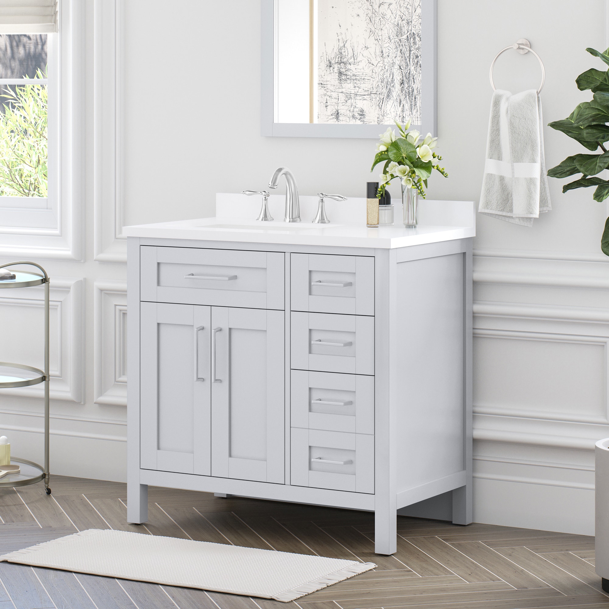 OVE Decors Tahoe 36-in Dove Gray Undermount Single Sink Bathroom Vanity ...