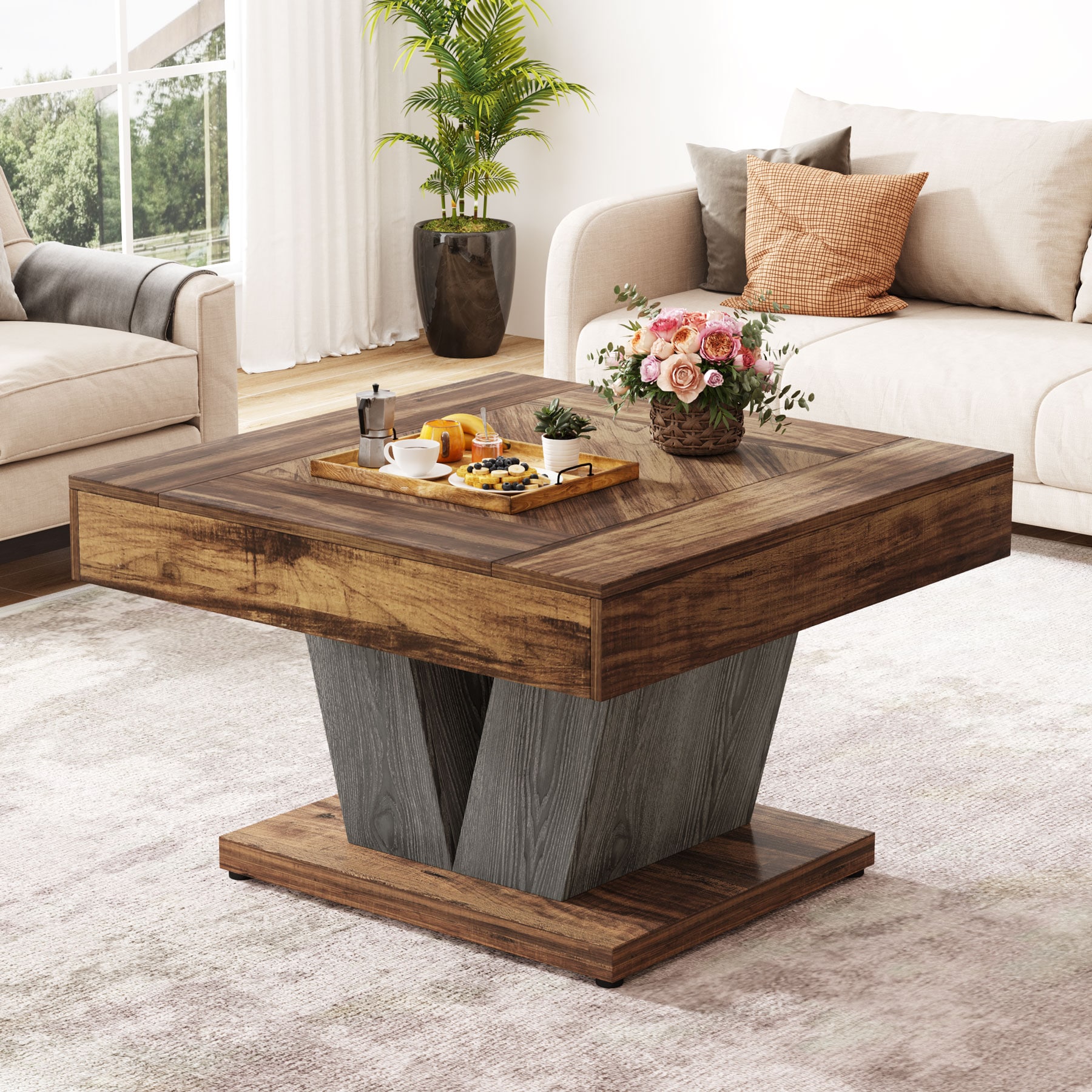 Tribesigns LWFD-JW0714 Coffee table Wood finish MDF Farmhouse Coffee Table