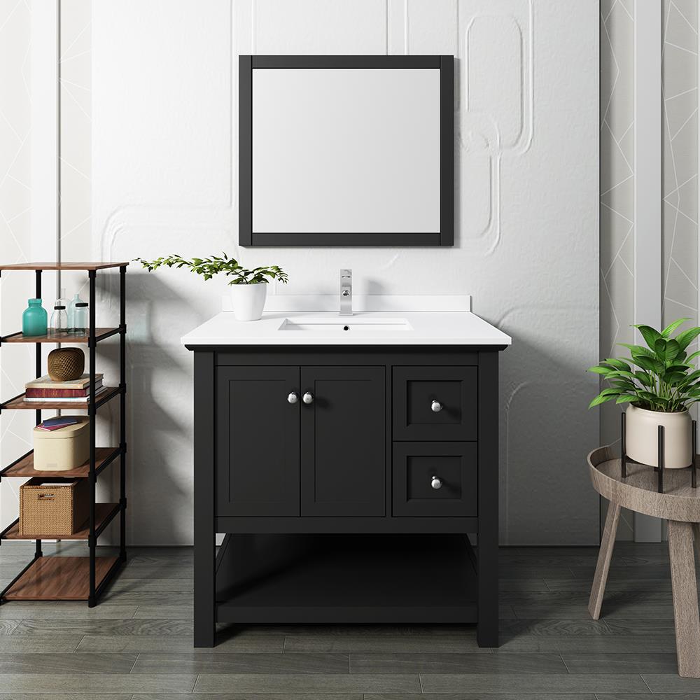 Fresca Cambria 36-in Black Undermount Single Sink Bathroom Vanity with ...