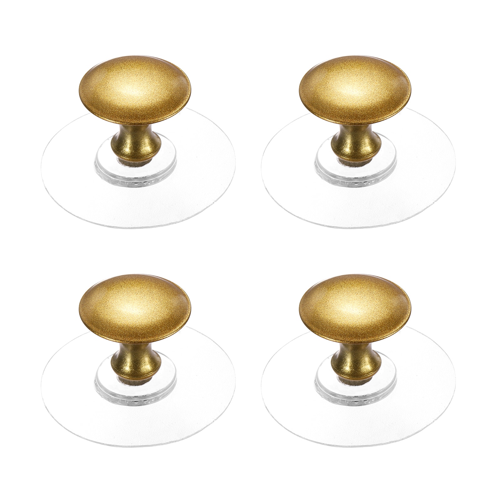 Unique Bargains 4pcs Adhesive Cabinet Knobs Stainless Steel Stick on Drawer Knobs Round Self-Stick Instant Cabinet Handle Pulls for Window Wardrobe Cupboard Drawer Closet Gold/Clear #S26081000UX4829
