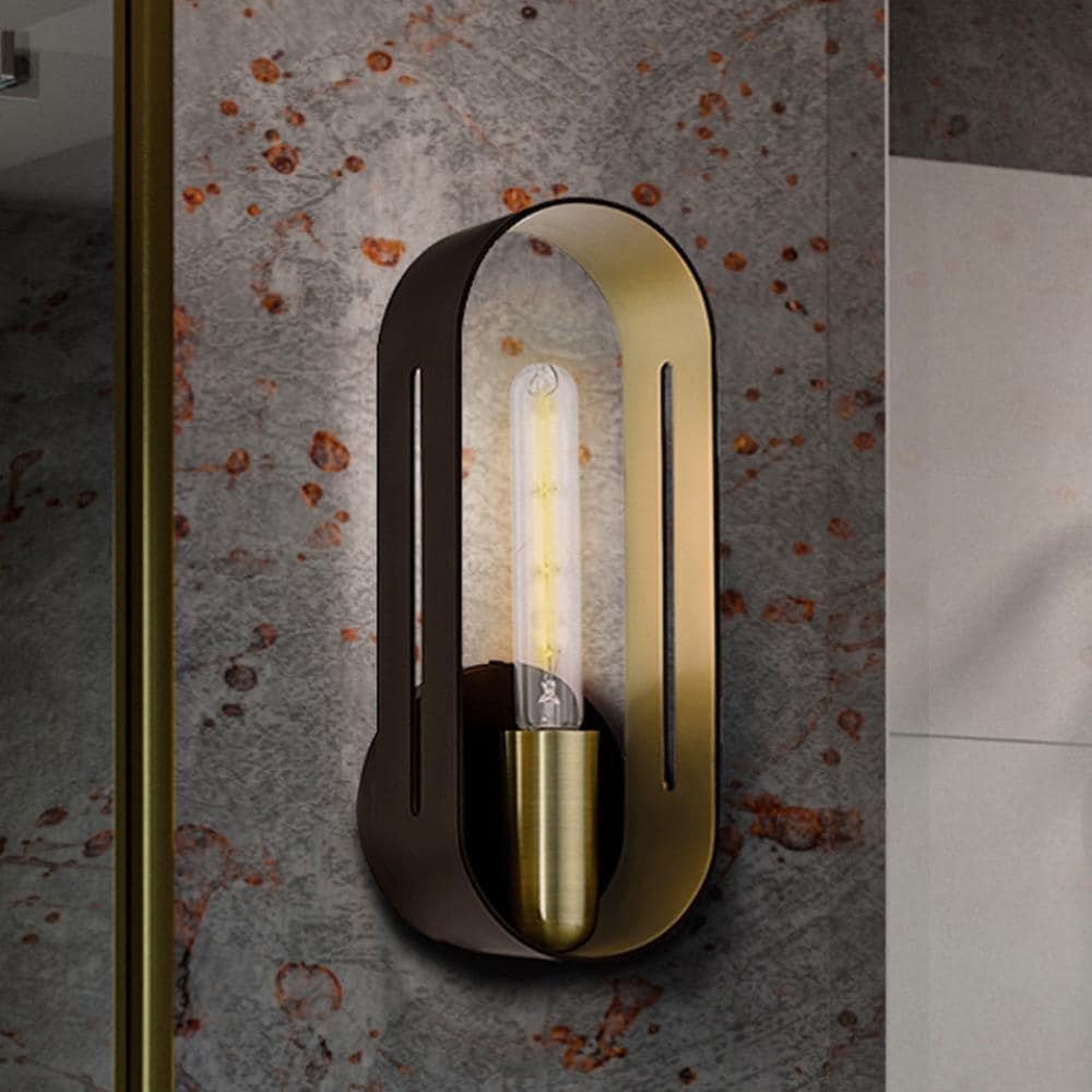 Ravena Scandinavian Bronze with Antique Brass 1-Light Sconce