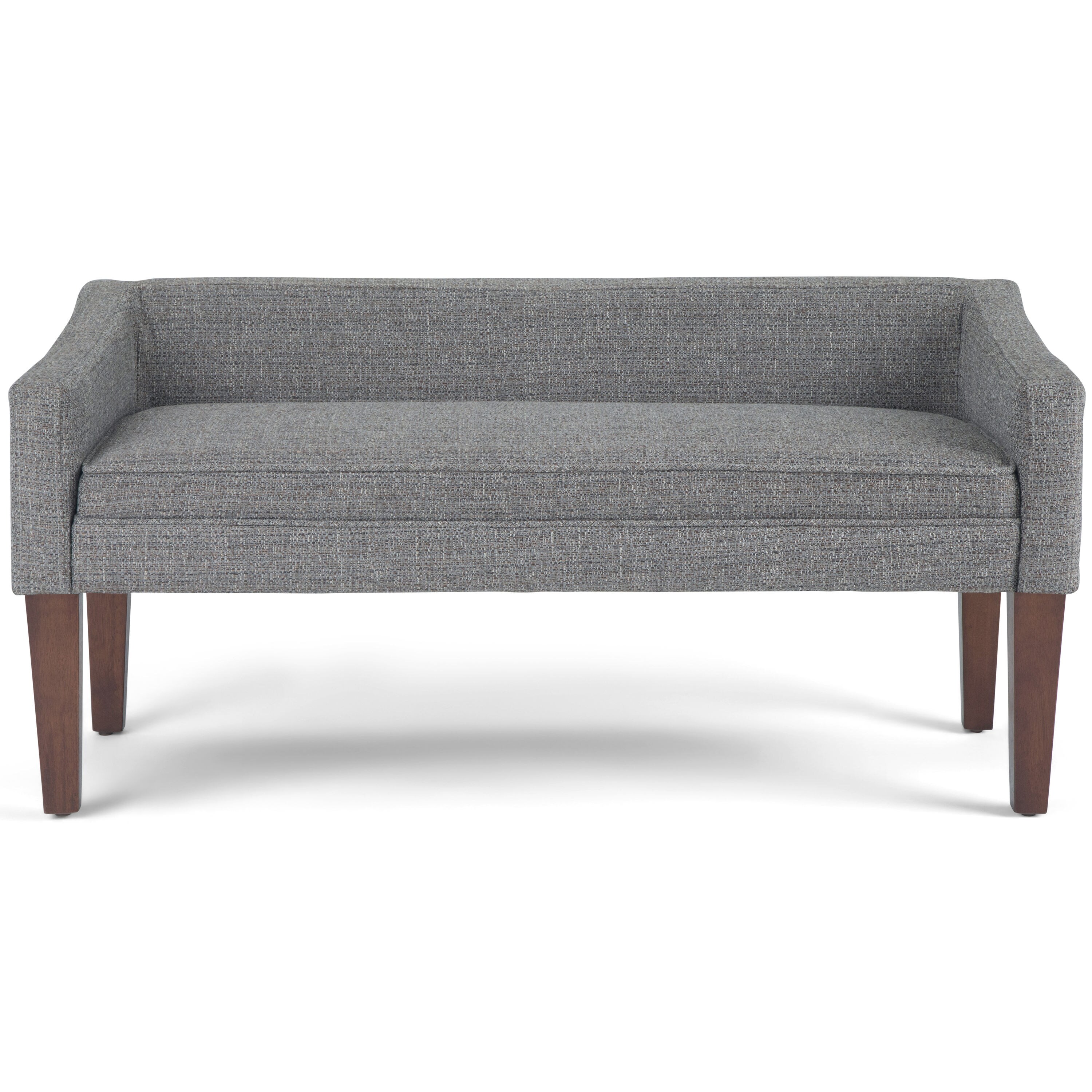 Pebble Grey Upholstered Bedroom Bench with Low Back and Swooped Arms