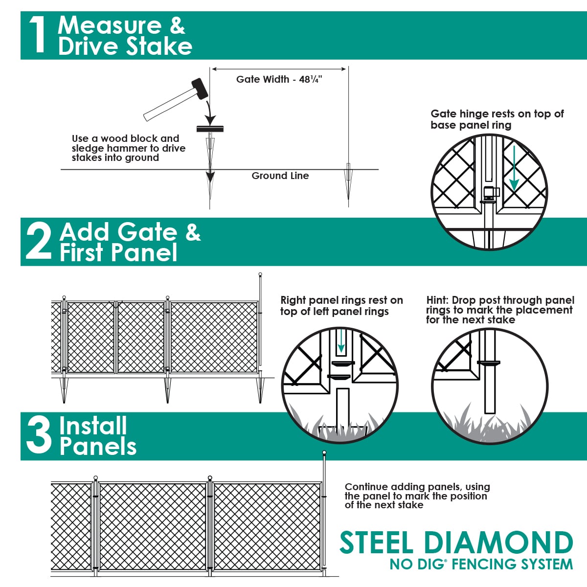 YARDLINK Diamond Grid No Dig Fence 3-ft H x 4-ft W Black Steel No Dig ...