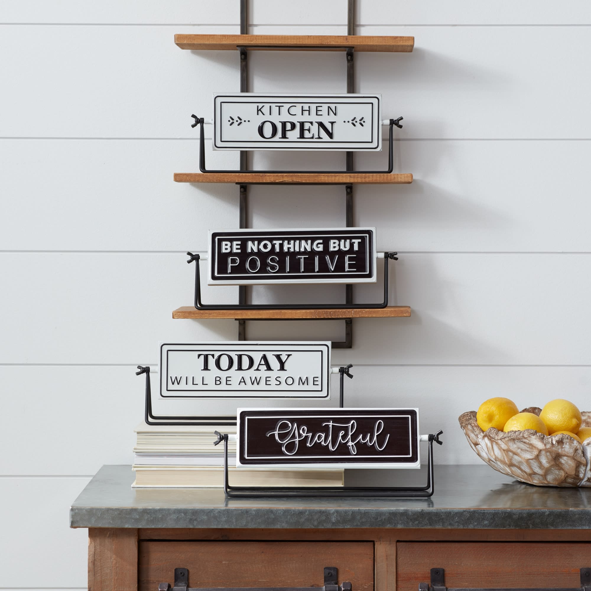 Melrose International 82004DS Reversable Sign with Stand (Set of 4) 12.75L x 4.75H Iron