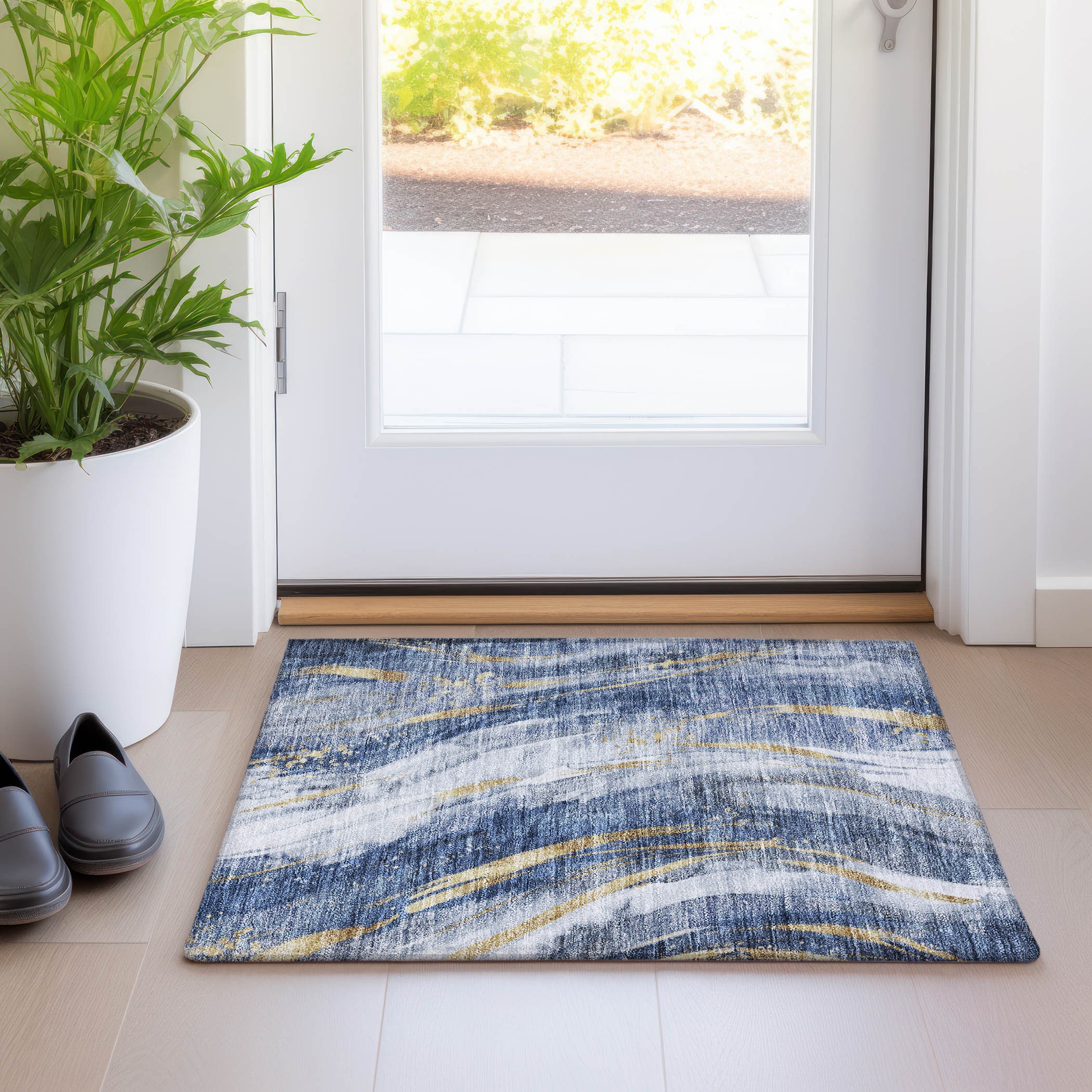Addison Rugs ACN1676BU20X30 Chantille ACN1676BU 1 x 2 (ft) Loomed Blue Rectangular Indoor/Outdoor Machine washable Pet Friendly Area rug