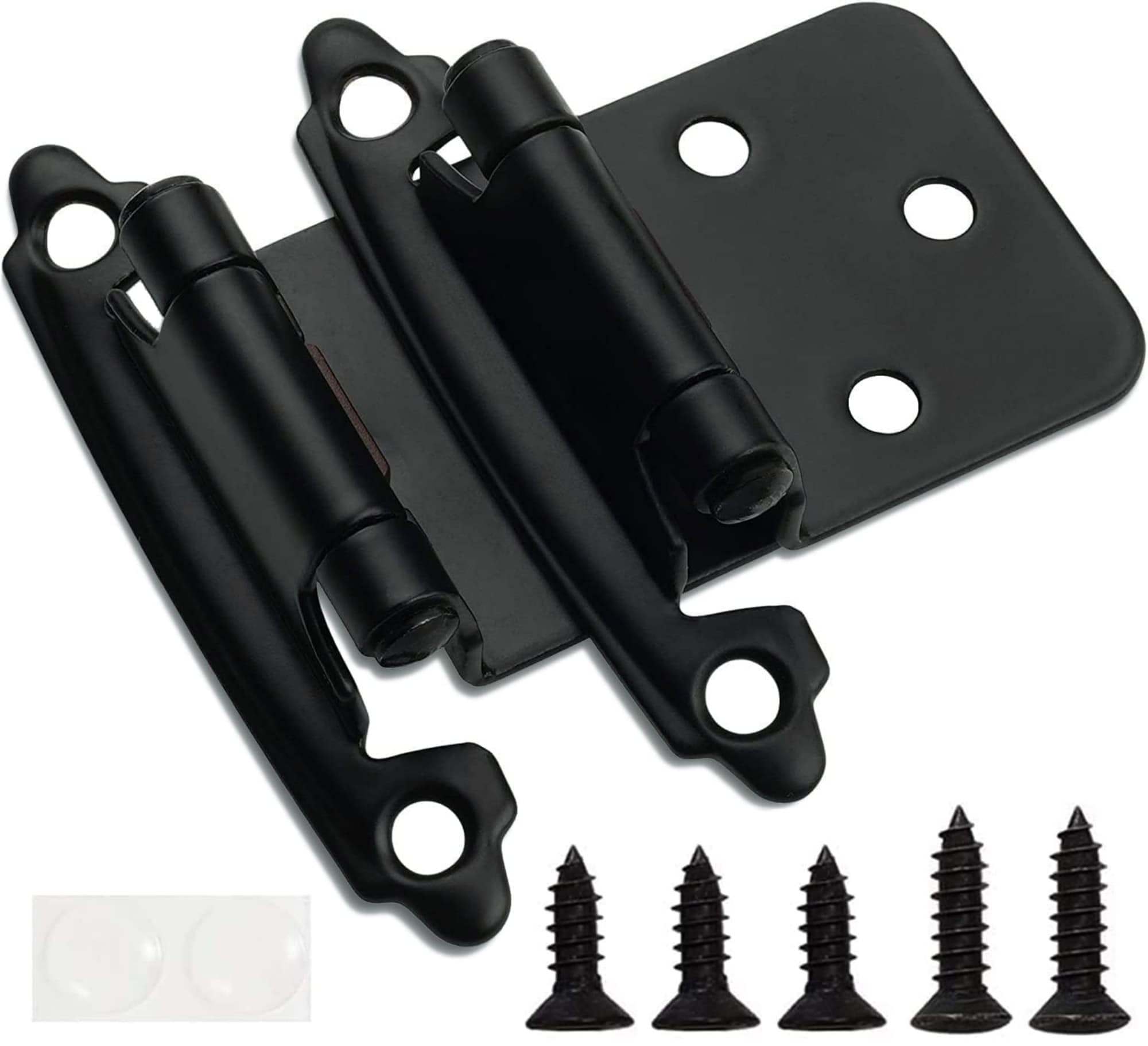 Wudkey 1/2in Overlay Matte Black Cabinet Hinges 20 Pcs