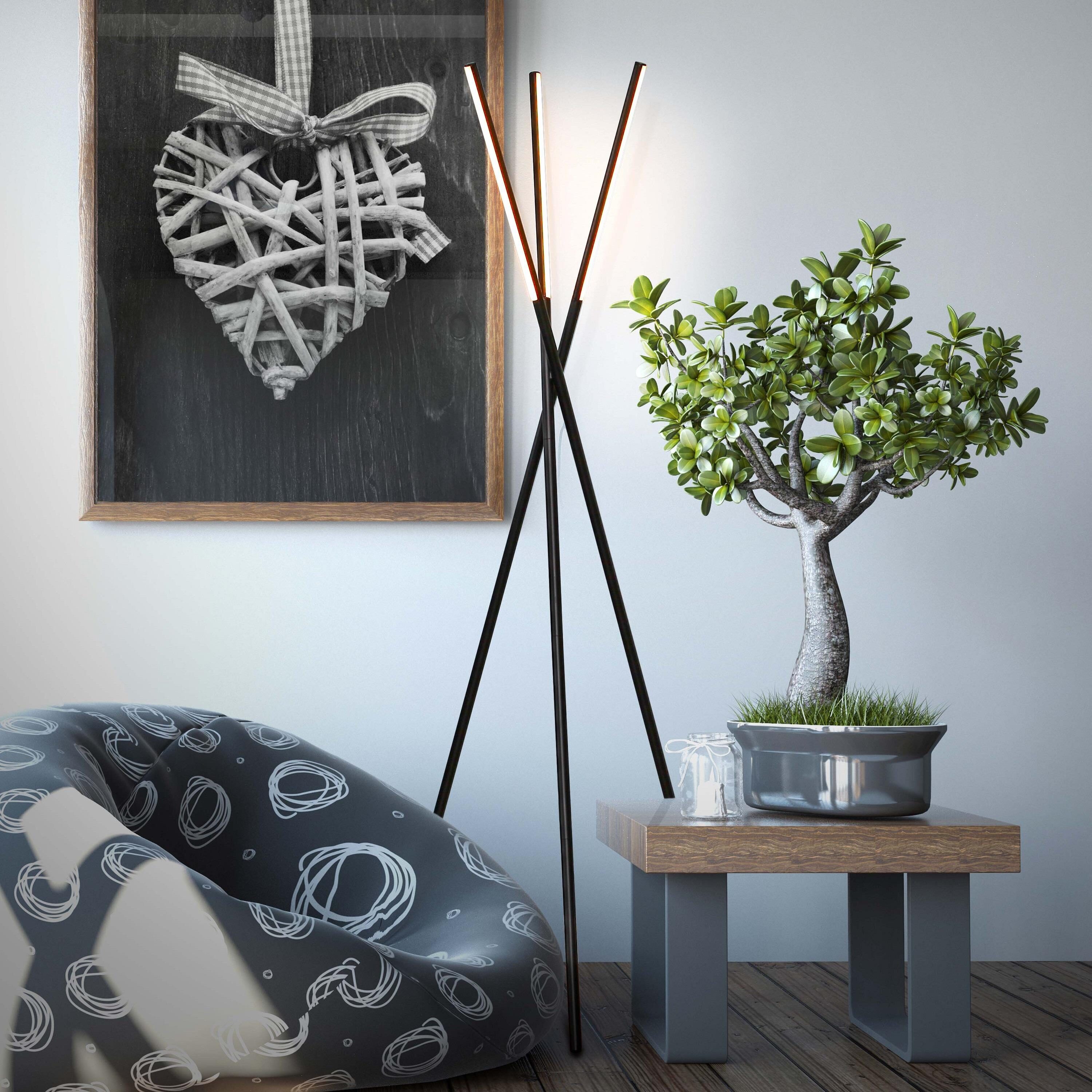 Brightech FL-STX-BLK 60-in Classic Black Tripod Floor Lamp with No shade Shade