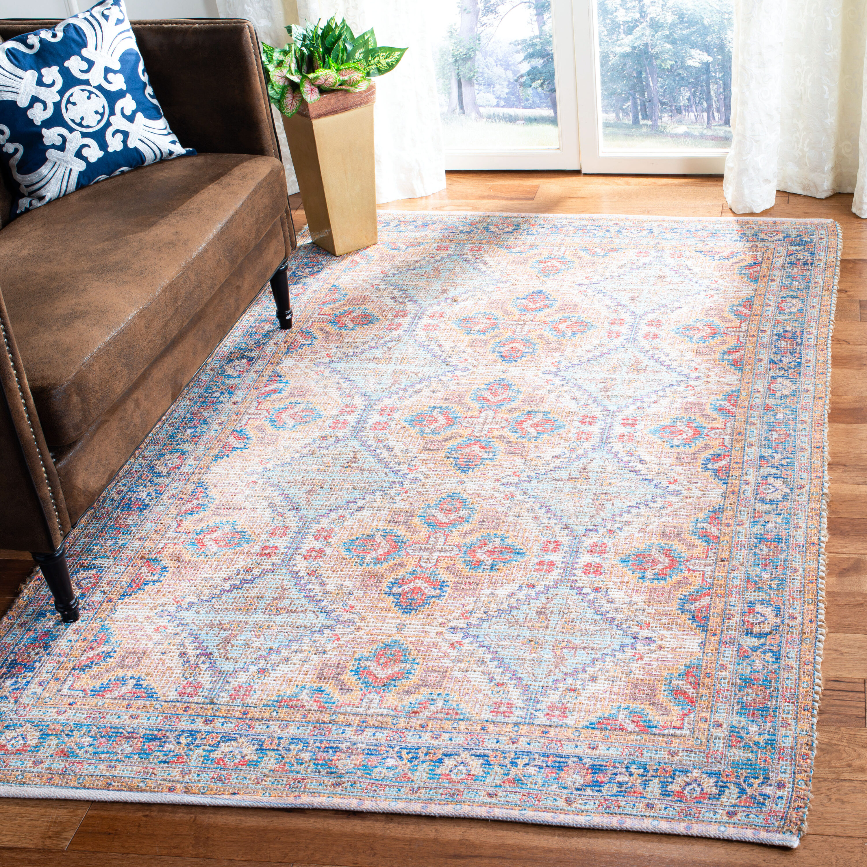 Saffron 511P Rust Blue 5 x 8 Rectangular Area rug