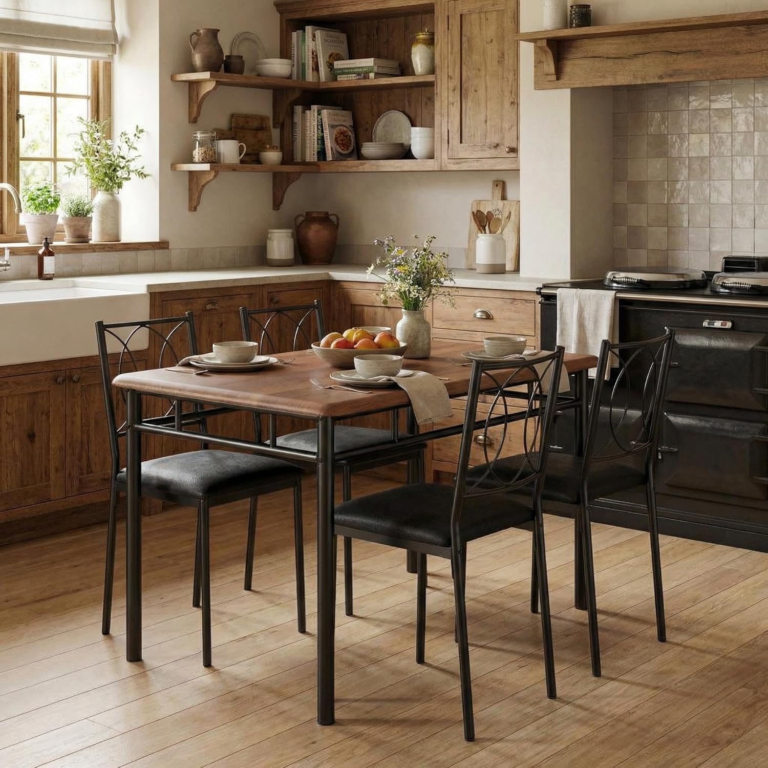 Garvee Dining Table Set for 4 Small Kitchen Table with Upholstered ...