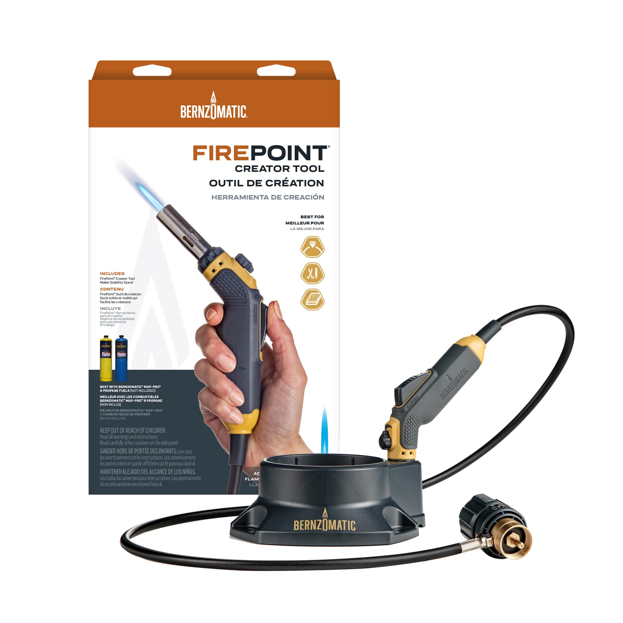 Bernzomatic DIB-AL-306491QTY-1 FirePoint Precision Flame Hand Torch for MAP-Pro and Propane Fuel
