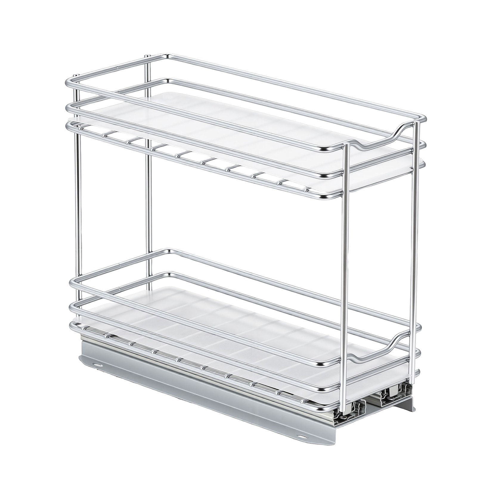 GIVIMO Pull Out Spice Rack Organizer for Cabinet 2-Tier Slide Out Spice Rack Heavy-Duty Metal Seasoning Basket for Cabinets and Pantry 4.33-in Wide Silver