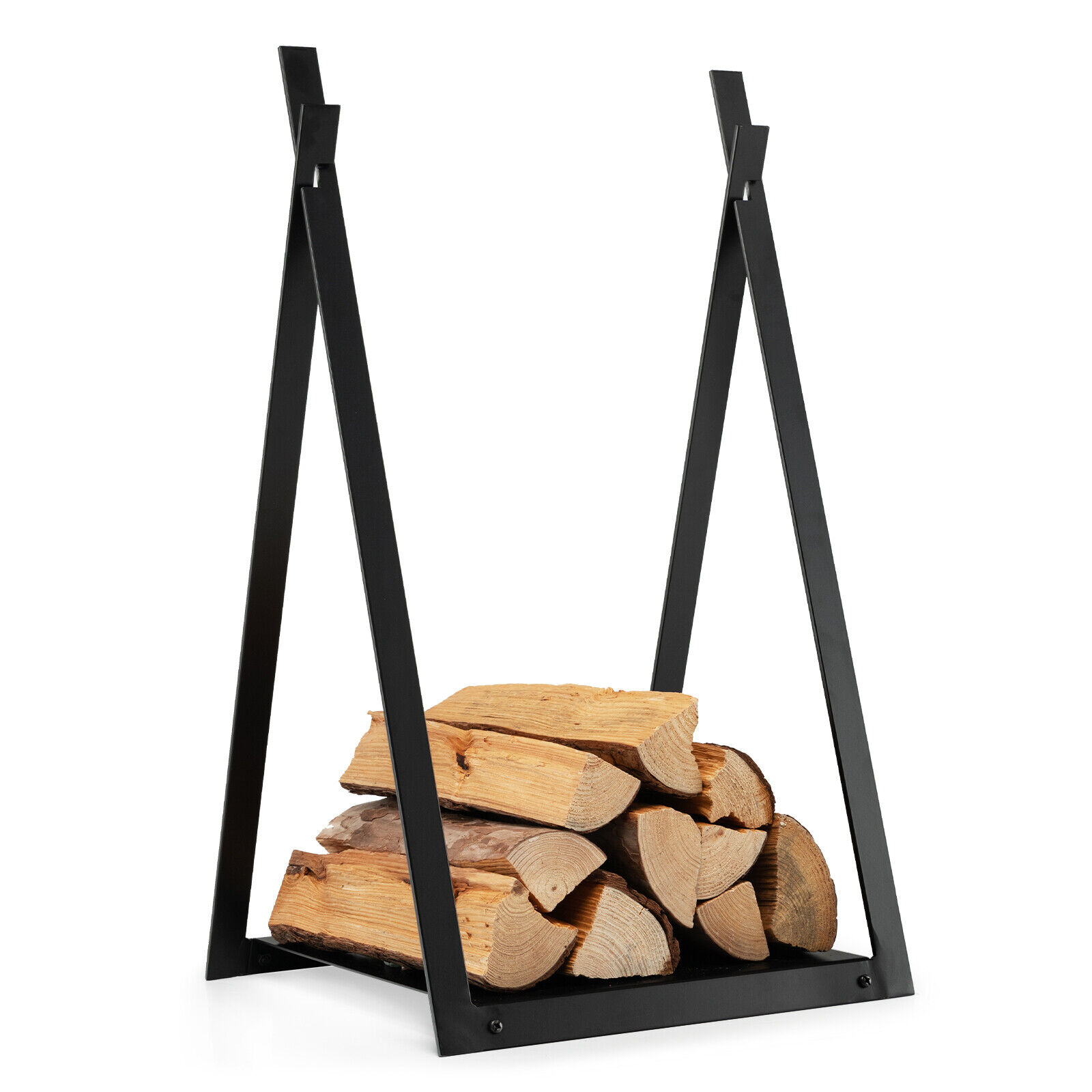 Costway Firewood Rack Fireplace Wood Holder Storage Log Holder with ...