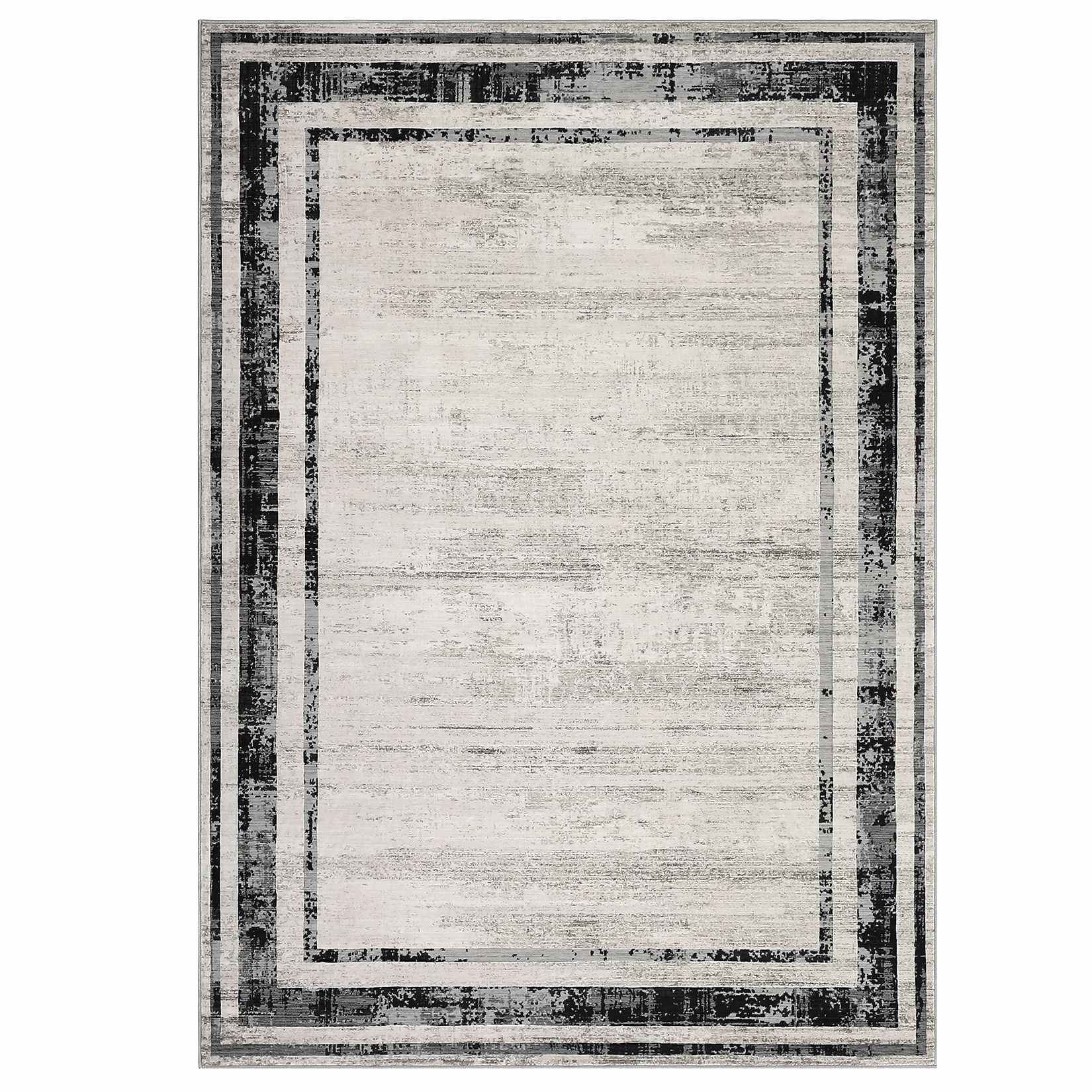 Qeetex LSN-PHK-33ECWQMY 8 x 10 ft Pearl Velvet Gray Rectangular Hallway Bathroom Entryway Kitchen Office Foldable Geometric Modern Washable Area Rug