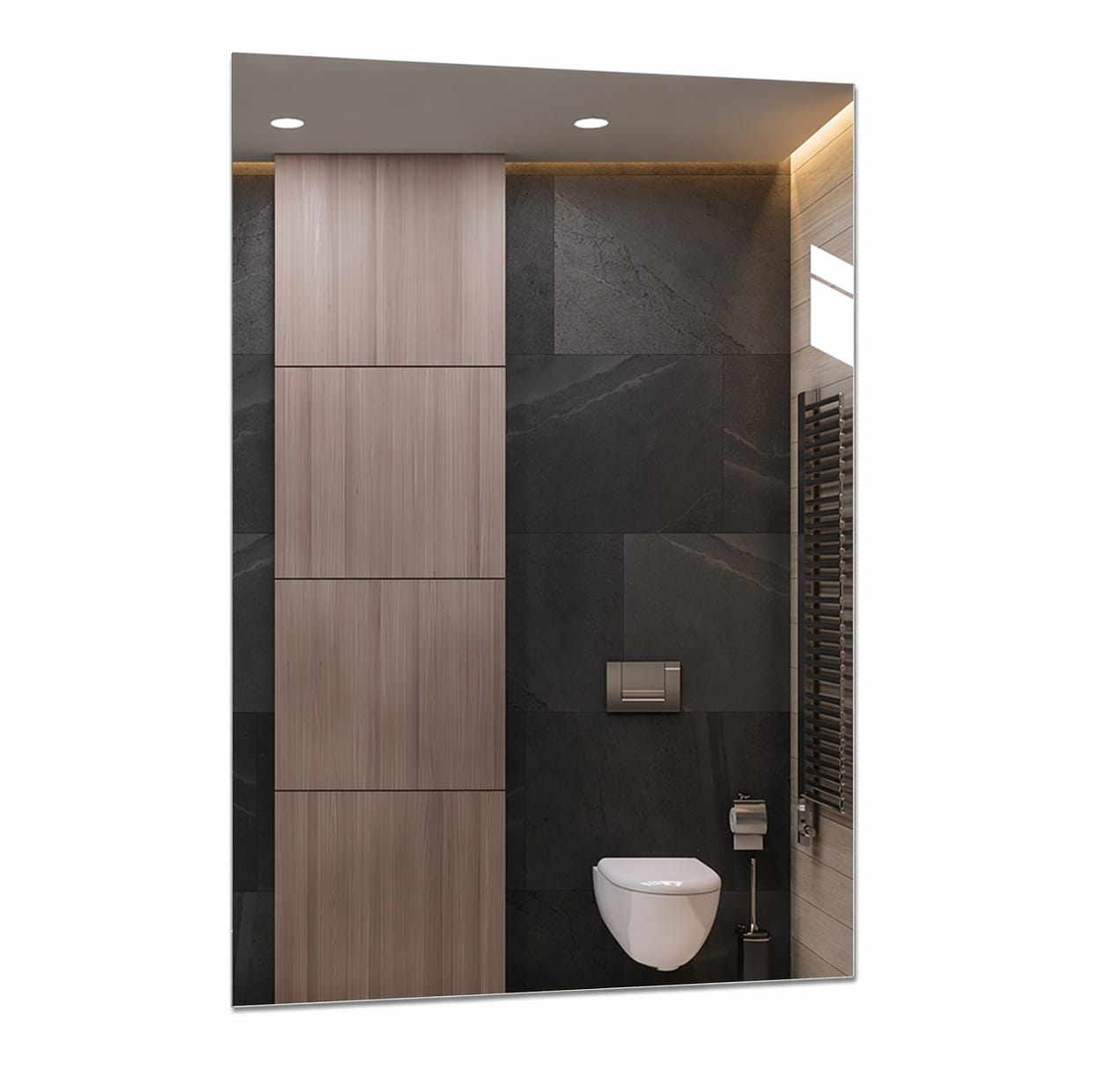 Aoibox -  24 in W x 32 in H Frameless Rectangle Bathroom Vanity Wall Mirror Modern Polished Edge ...