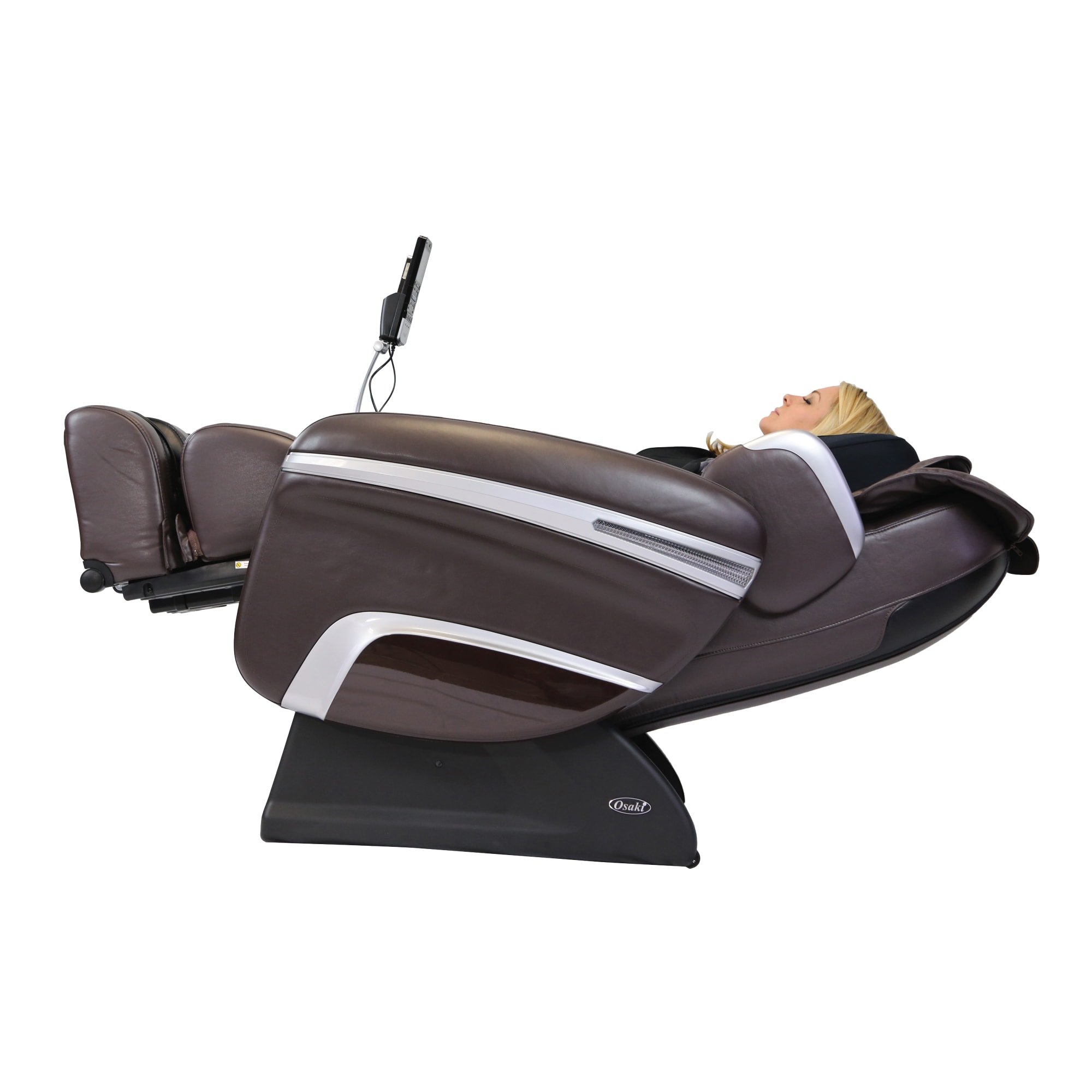Osaki Os 7200h Brown 2d Faux Leather Upholstered Powered Reclining Zero Gravity Massage Chair In