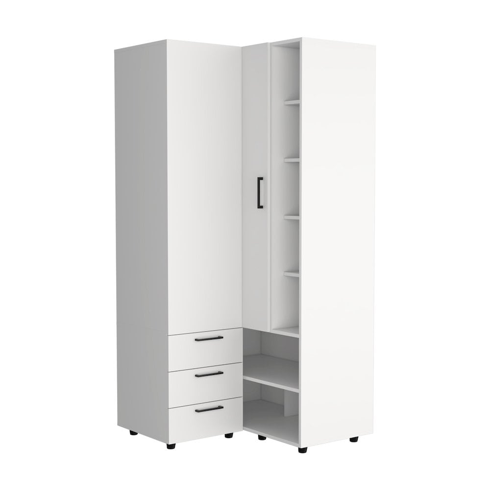TUHOME Corner Armoire With Double Doors Interior Shelves Space Saving ...