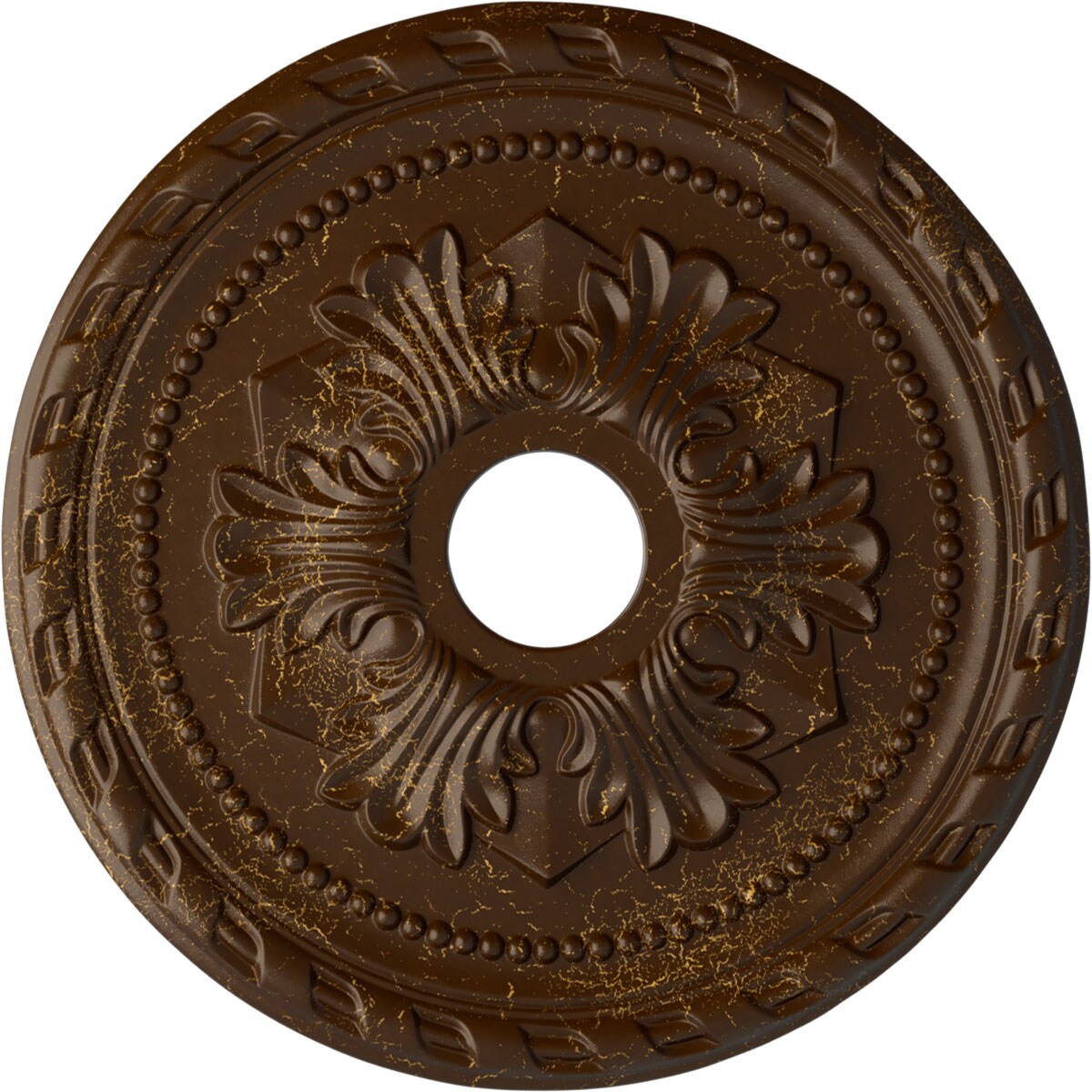 Ekena Millwork CM20PMRBC Palmetto 20.875-in W x 20.875-in L Painted Root Beer Crackle Polyurethane Whole Ceiling Medallion