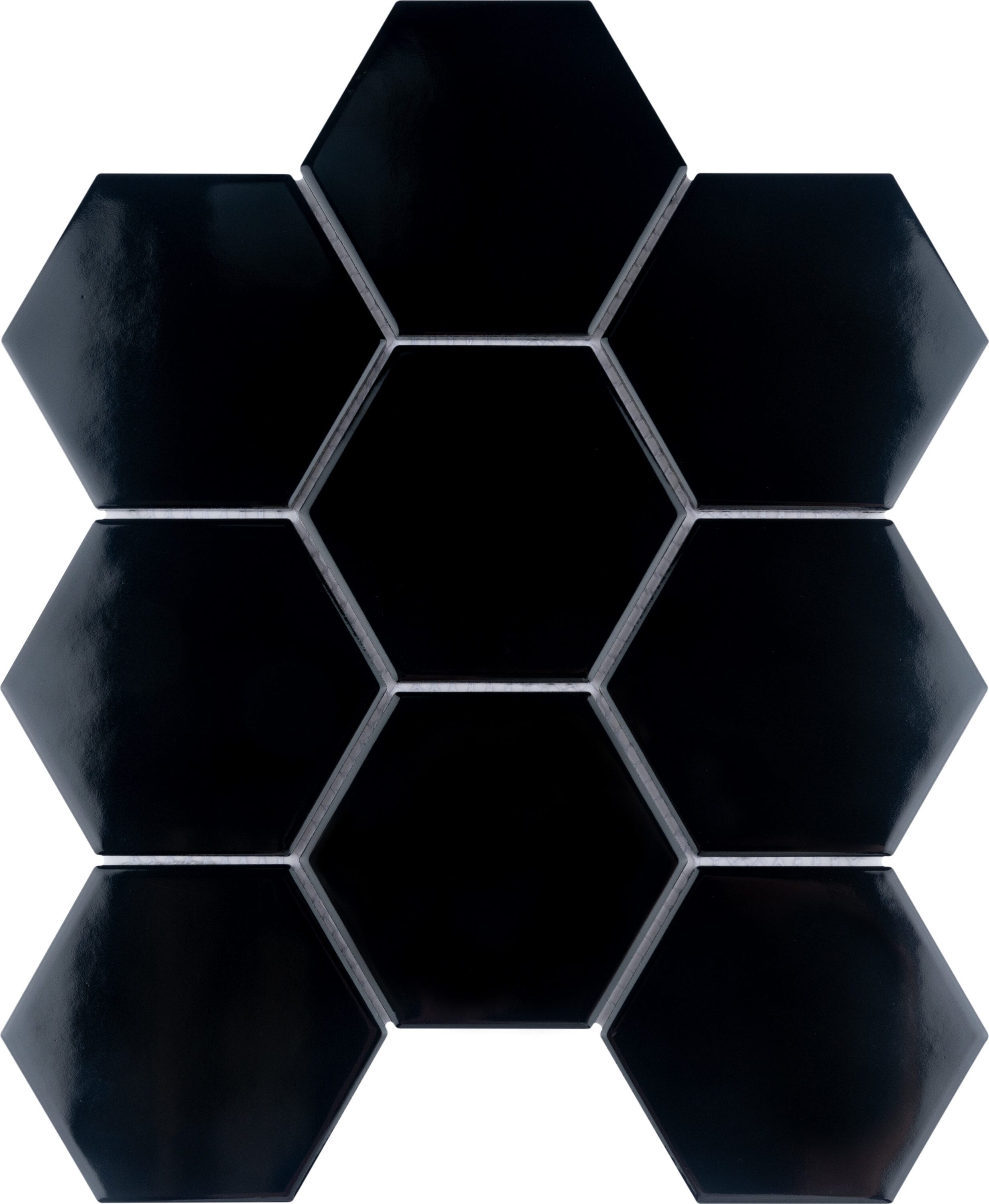 Affinity Tile S1FWRM4HGB Sample- Metro Super 4 in. Hex Glossy Black 6-in x 6-in Glossy Porcelain Patterned Floor and Wall Tile