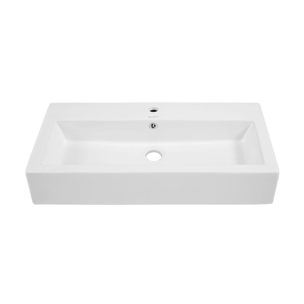 Swiss Madison - Voltaire 32 Rectangle Vessel Sink in Glossy White with Faucet Mount