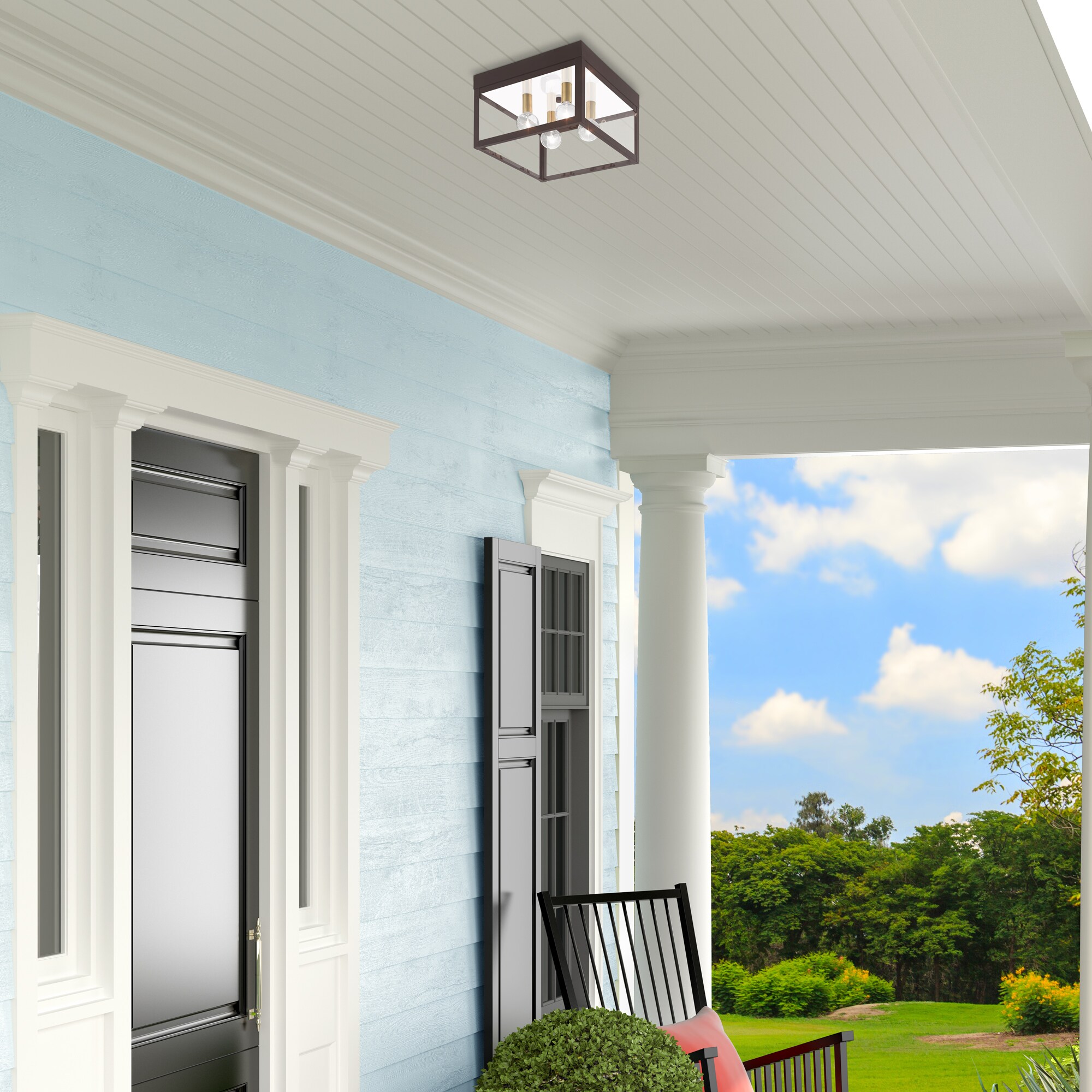 Bronze Nyack Clear Glass 4-Light Outdoor Ceiling Mount