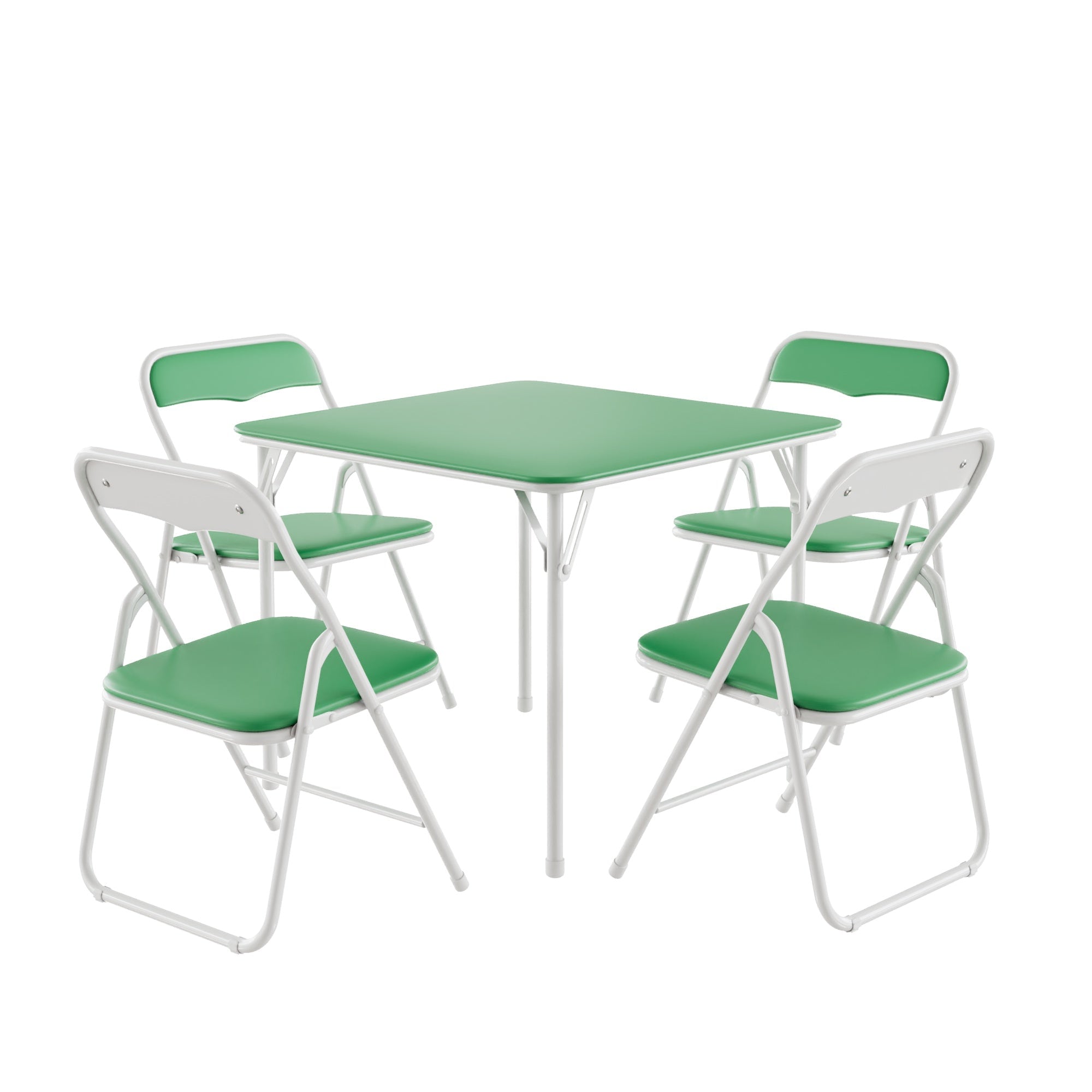 Vecelo Green Folding Table and Chairs Set Activity Table with Folding Chairs Waterproof Top