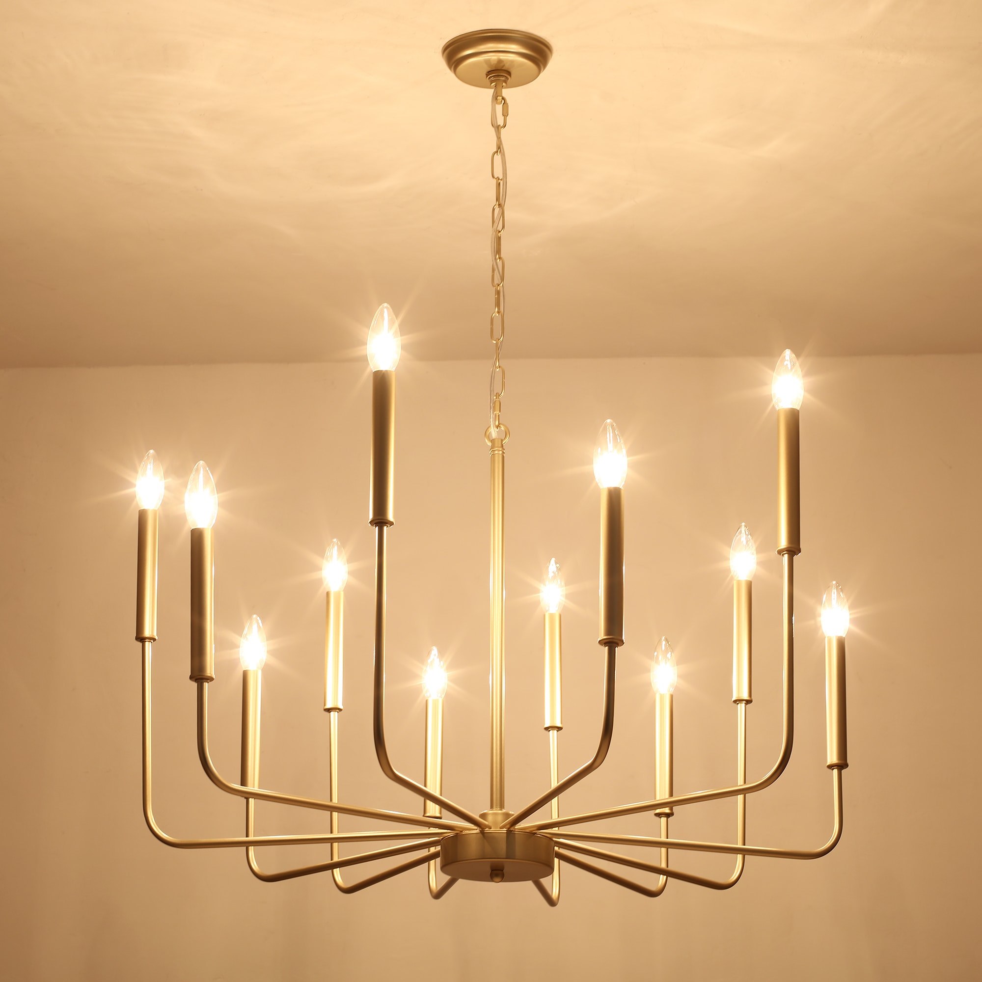 Zjvaive 32.29inch 12-Light Gold Modern Large Candle Chandelier