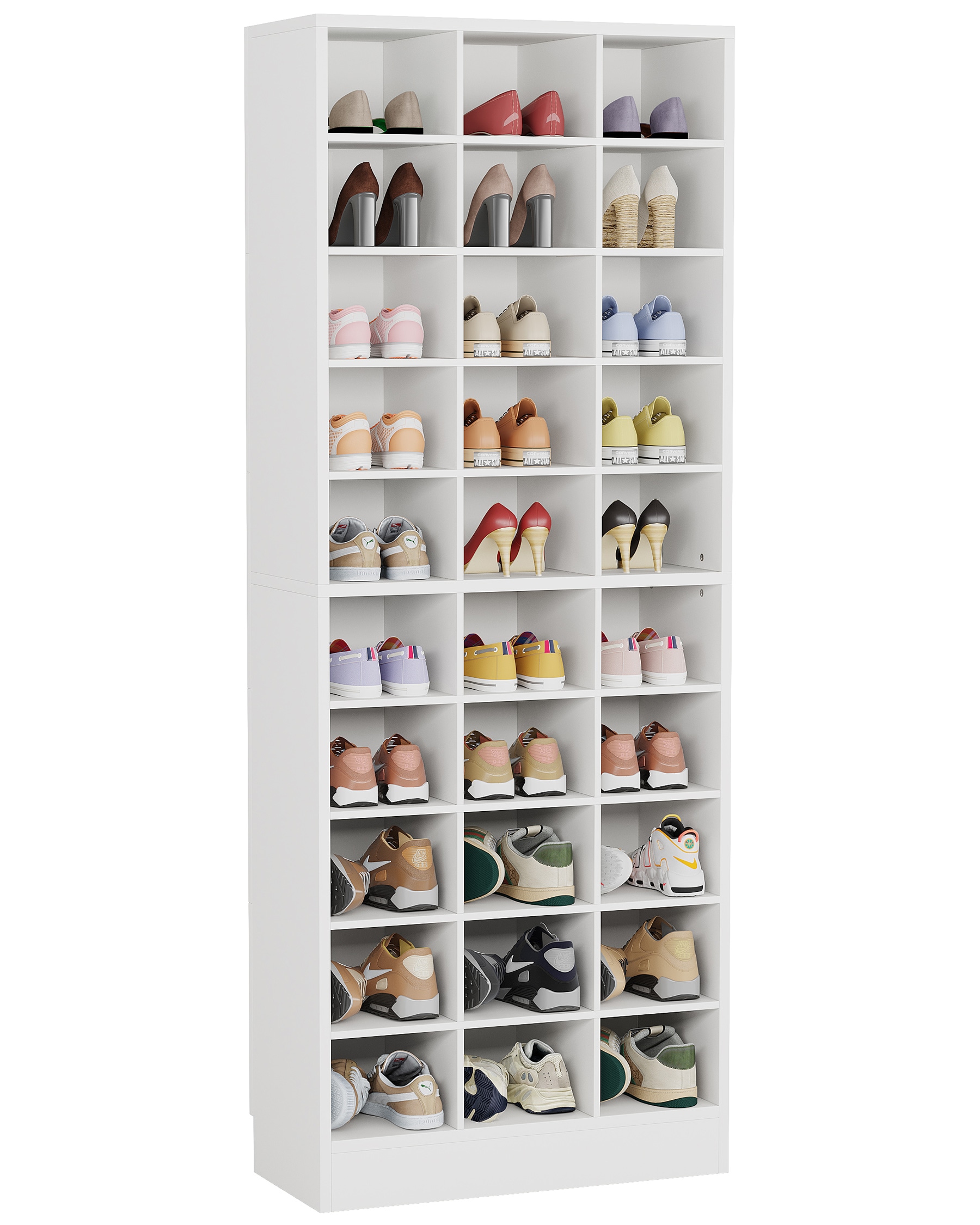 Tribesigns HOGA-JW0280 70.9-in H 10 Tier 30 pair White MDF Shoe cabinet