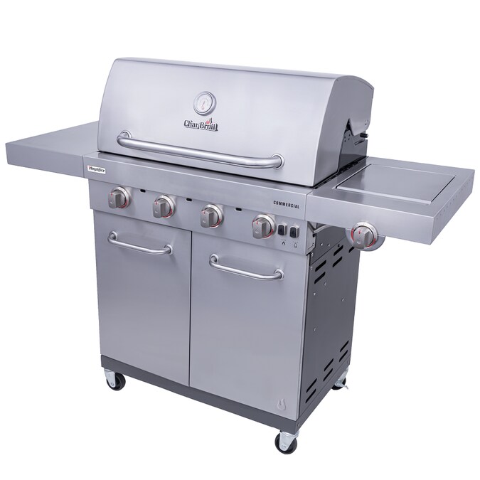 Char-Broil Commercial Stainless Steel 4-Burner Liquid Propane and Natural  Gas Infrared Gas Grill with 1 Side Burner in the Gas Grills department at  Lowes.com